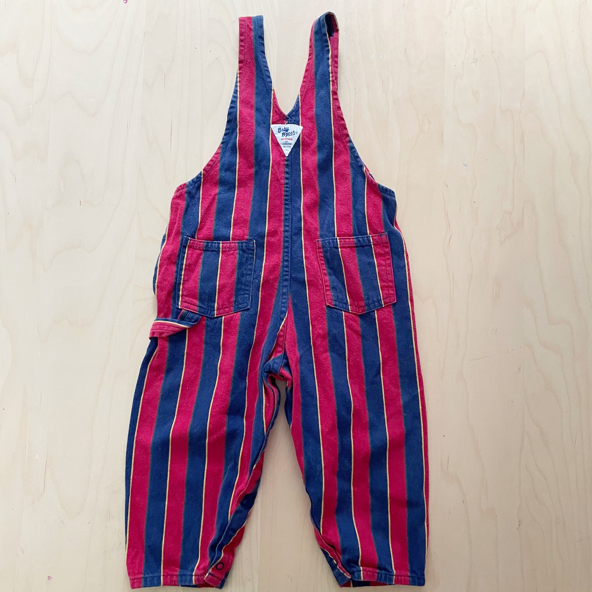 Vintage OshKosh Wide Stripe Overalls - Yellow Clover Vintage Kids Clothes