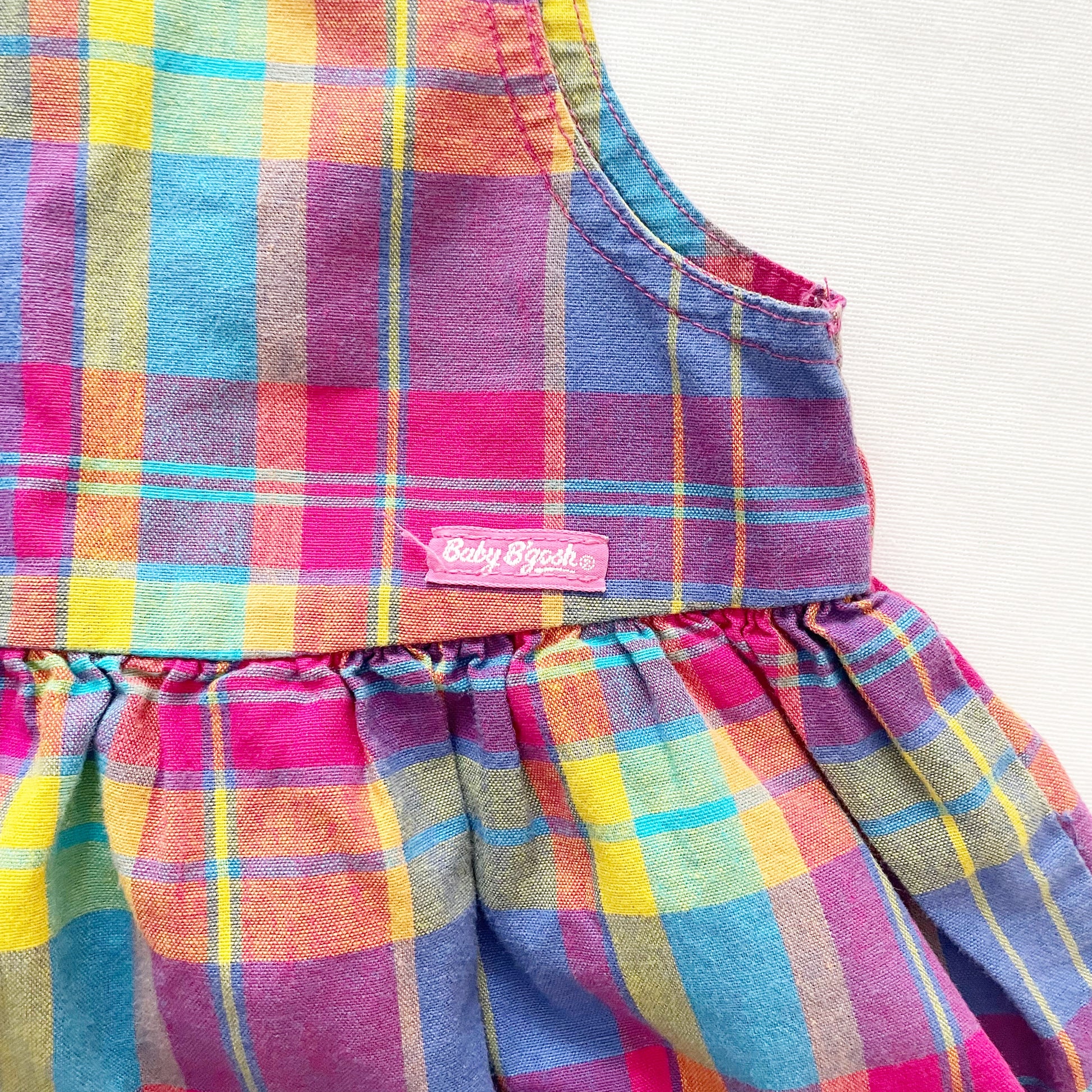 Baby B’gosh Rainbow Plaid Bubble Set - Yellow Clover Vintage Kids Clothes