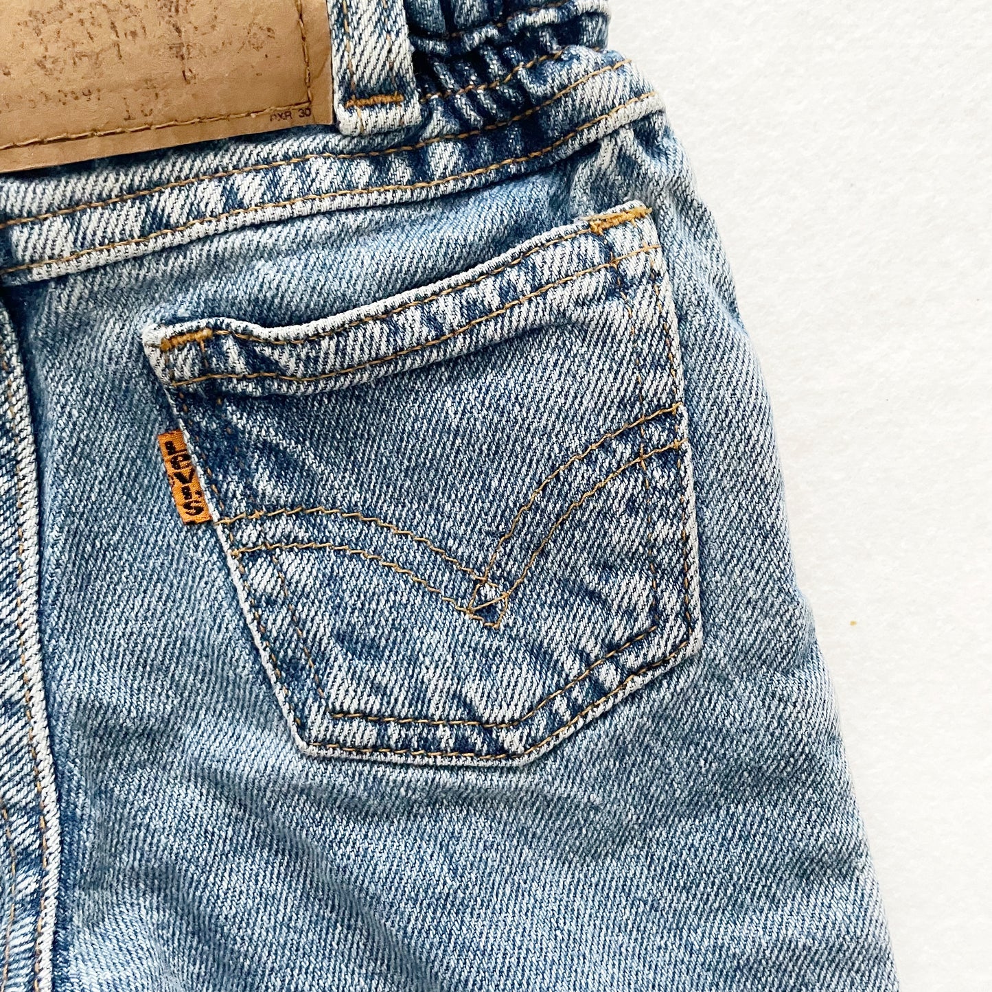 Levi’s Cinch Waist Orange Tab Jeans - Yellow Clover Vintage Kids Clothes