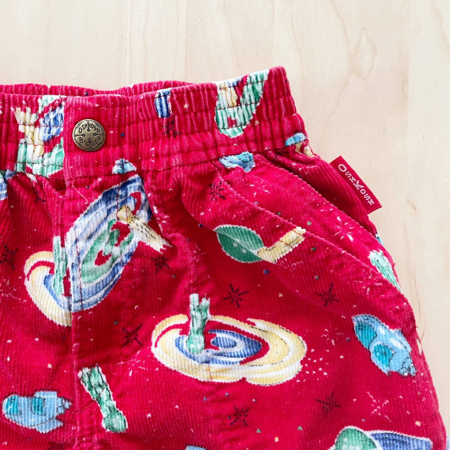 OshKosh Planets Cord Pull On Pants - Yellow Clover Vintage Kids Clothes