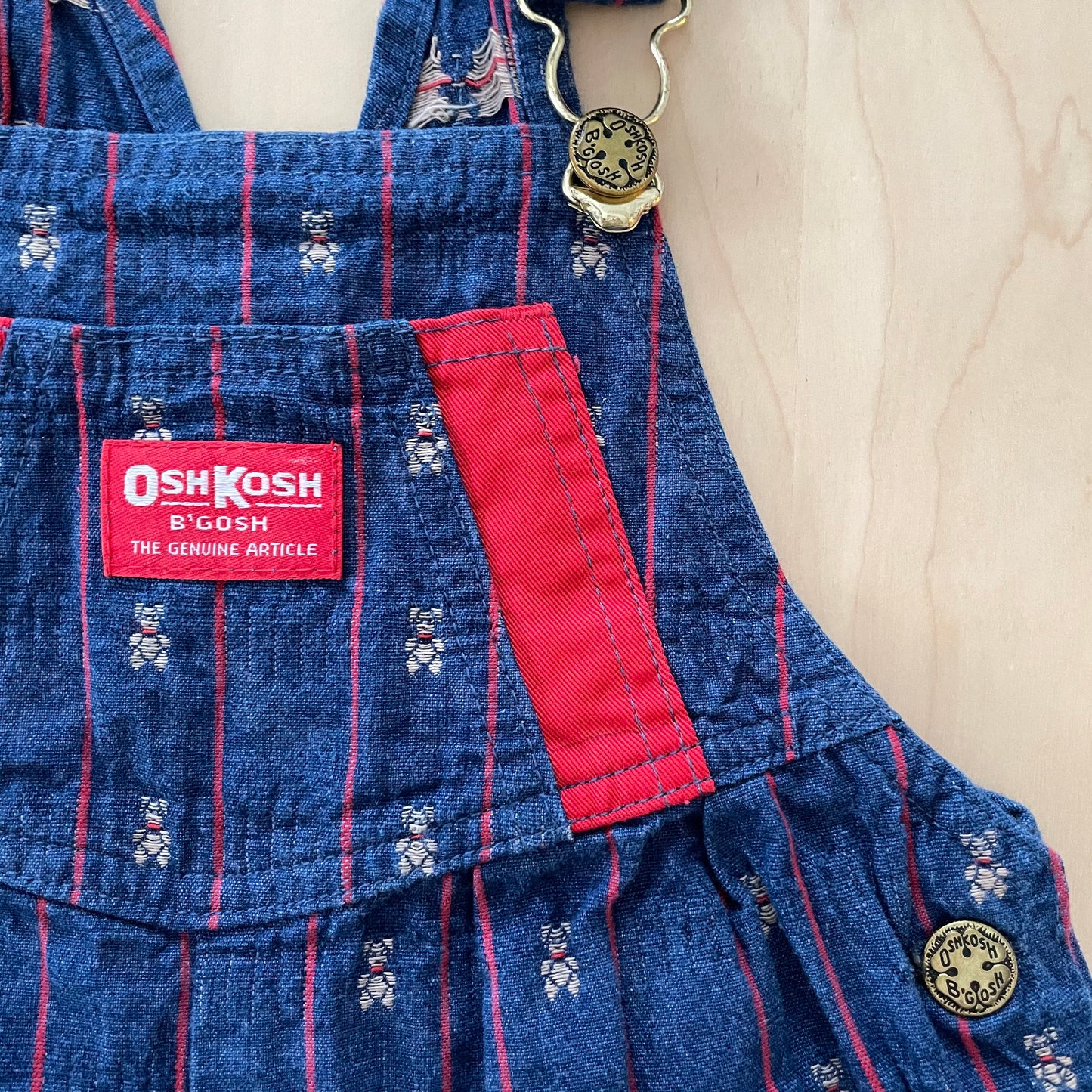 OshKosh Teddy Bear Woven Overalls - Yellow Clover Vintage Kids Clothes