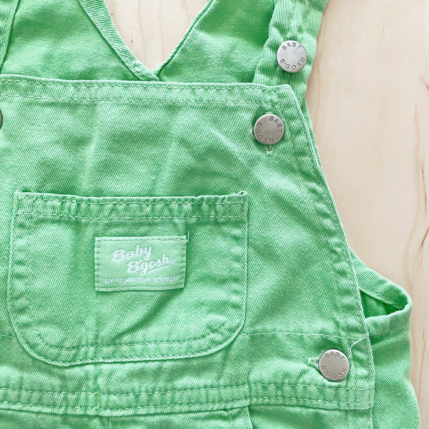 Baby B’gosh Solid Green Shortalls - Yellow Clover Vintage Kids Clothes