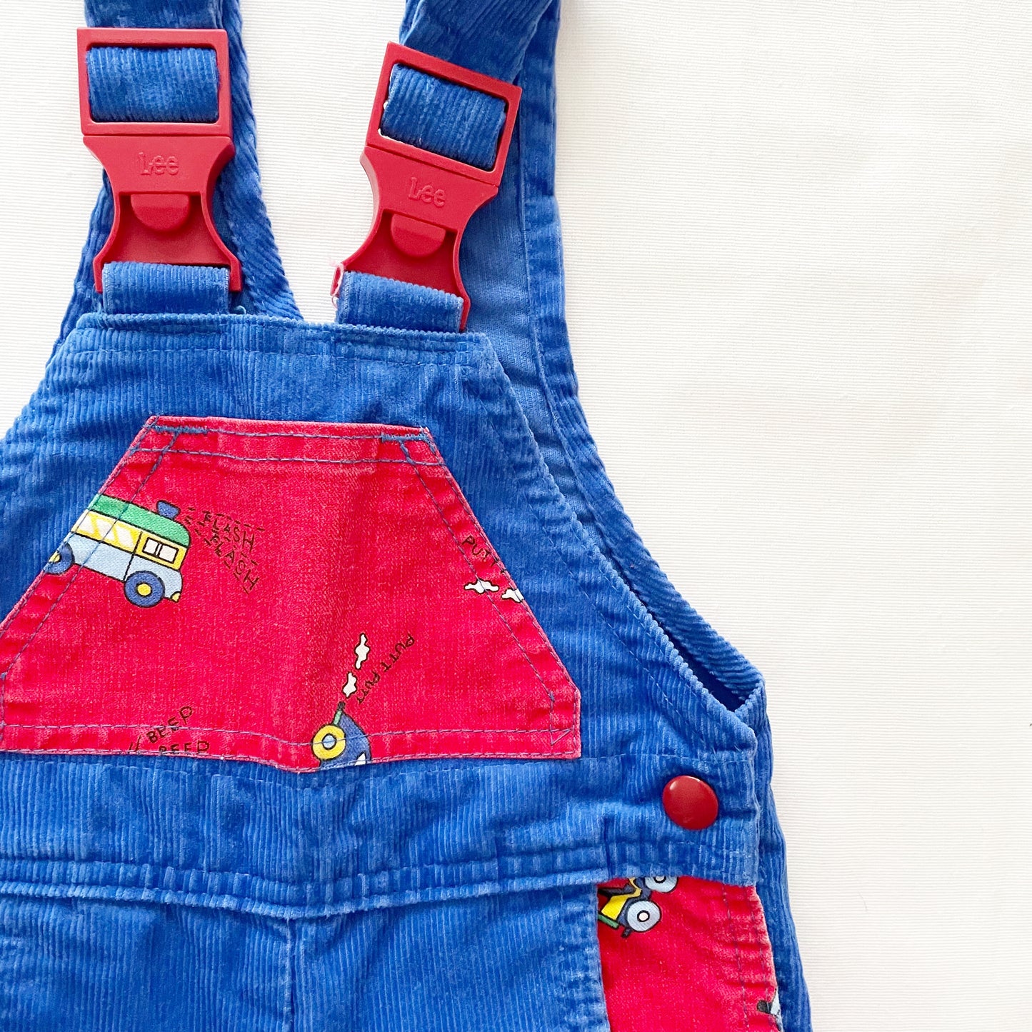 Lee Cord Vehicles Buckle Overalls • 18m - Yellow Clover Vintage Kids Clothes