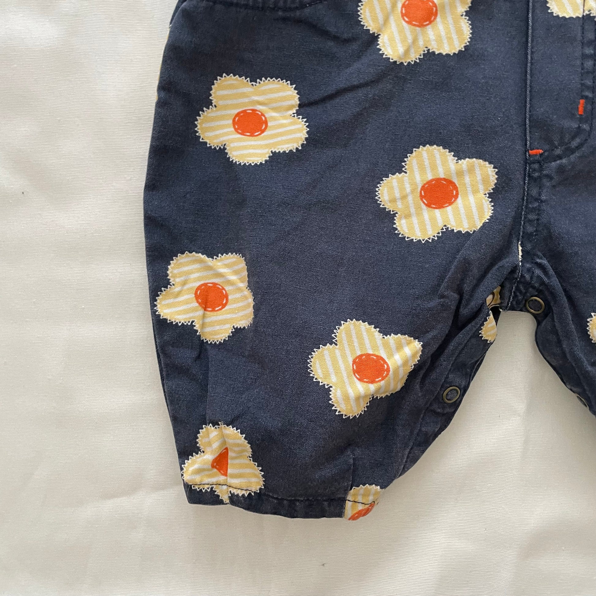 OshKosh Oversized Flower Print Baggy Shortalls - Yellow Clover Vintage Kids Clothes