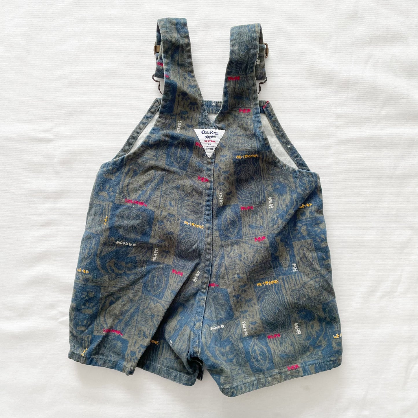 OshKosh Geo Outdoors Print Shortalls - Yellow Clover Vintage Kids Clothes