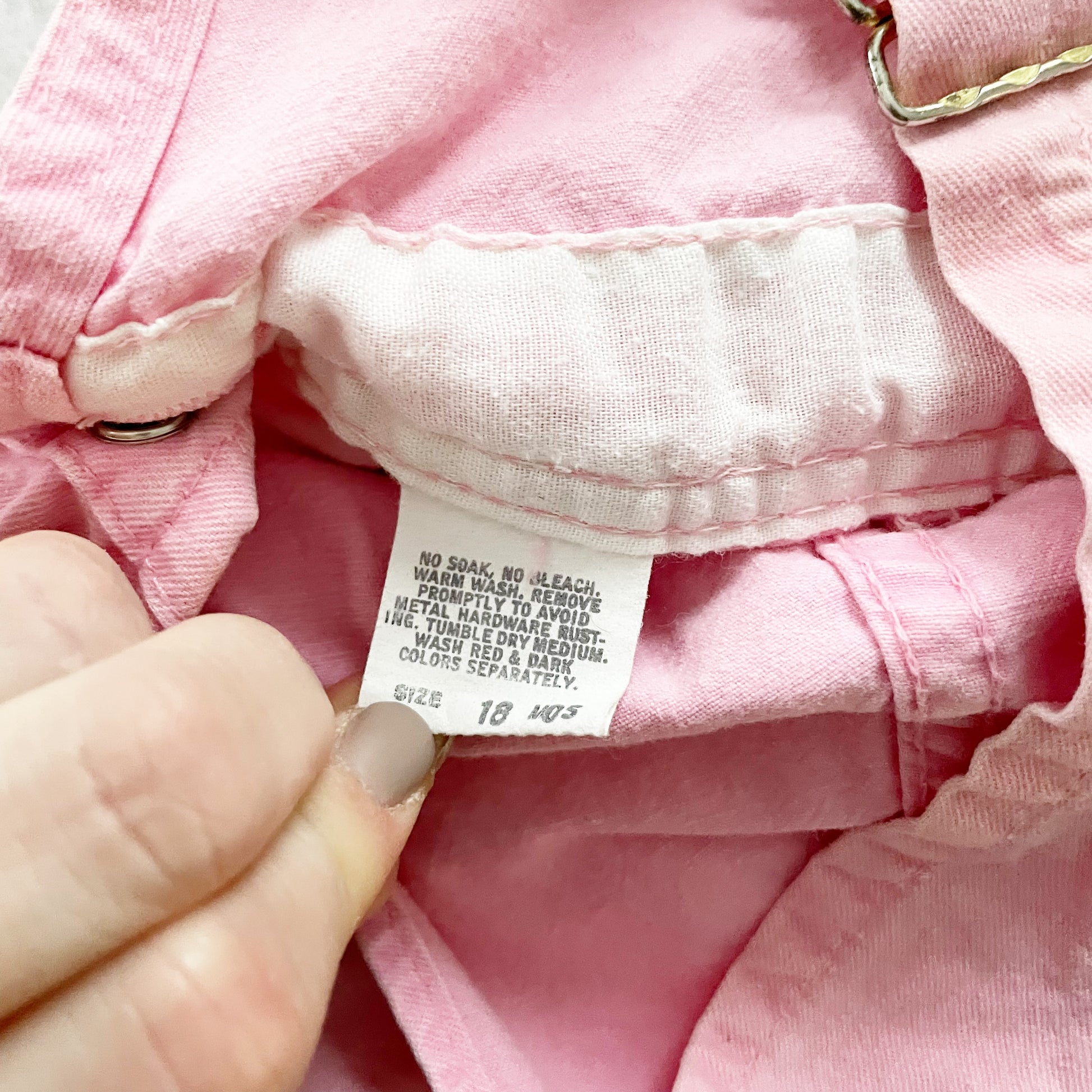 OshKosh Light Pink Solid Shortalls - Yellow Clover Vintage Kids Clothes