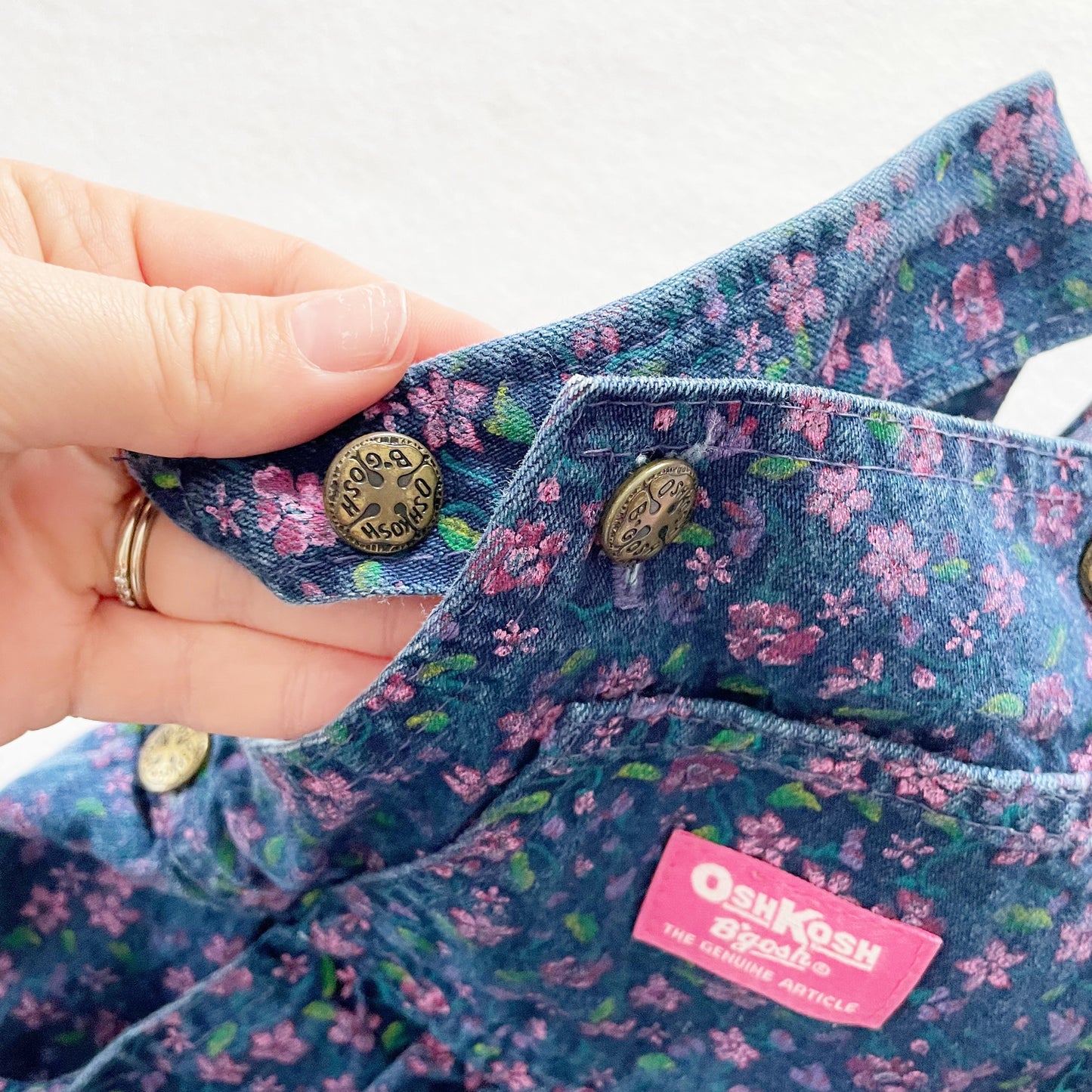 OshKosh Floral Printed Denim Skirtall - Yellow Clover Vintage Kids Clothes