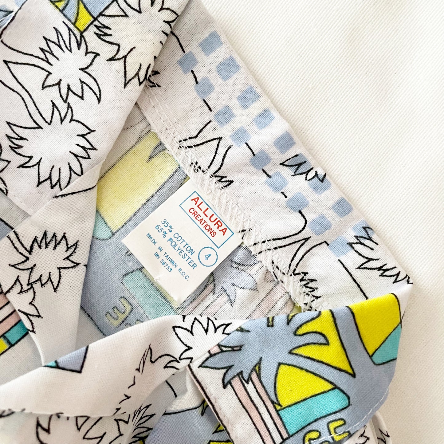 Beach Print Suspenders Shorts Set • 4T - Yellow Clover Vintage Kids Clothes