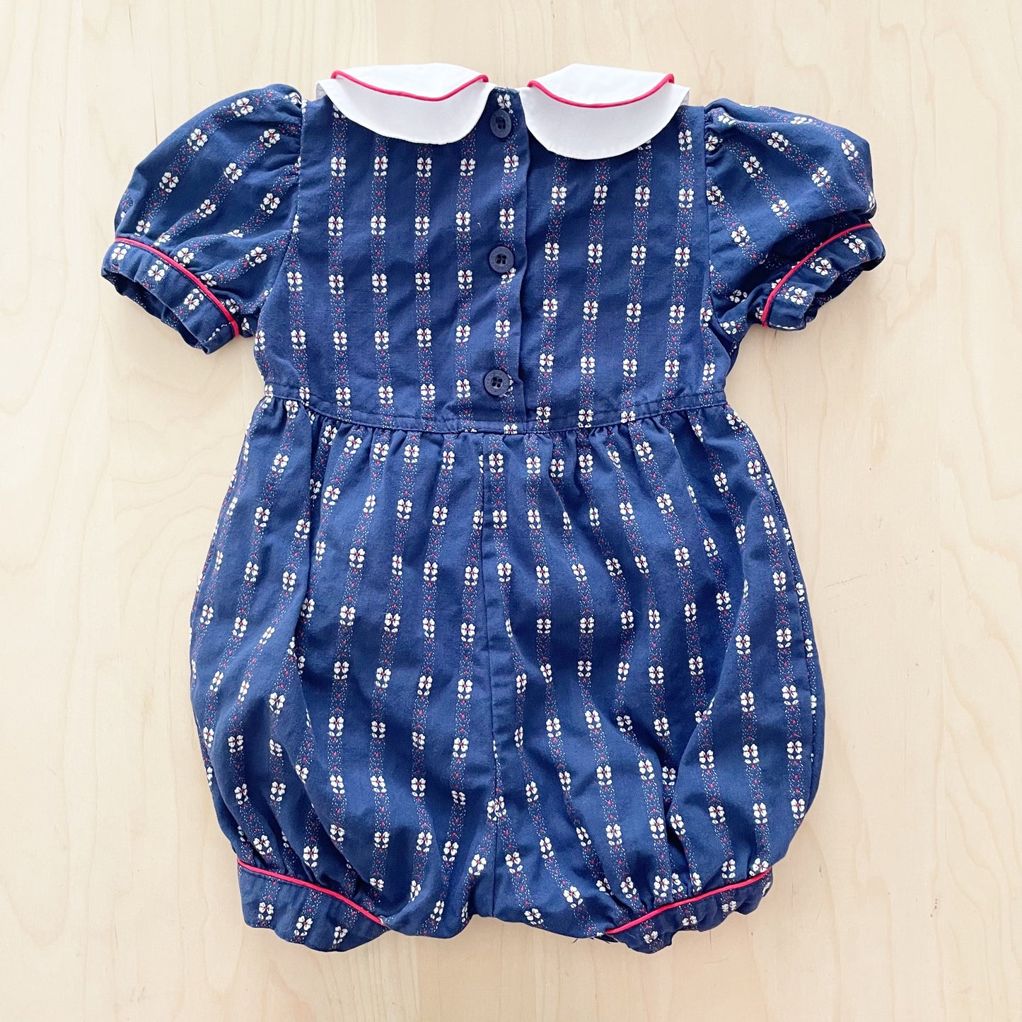 OshKosh Flower Woven Double Collar Romper - Yellow Clover Vintage Kids Clothes