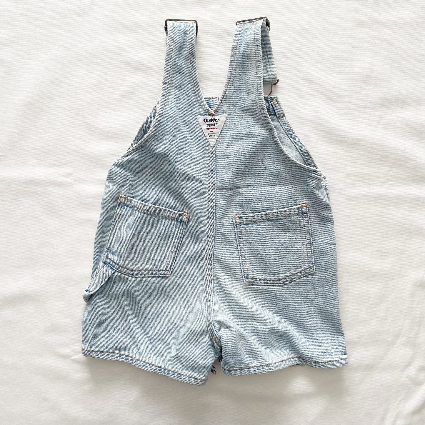 OshKosh Light Wash Denim Shortalls - Yellow Clover Vintage Kids Clothes