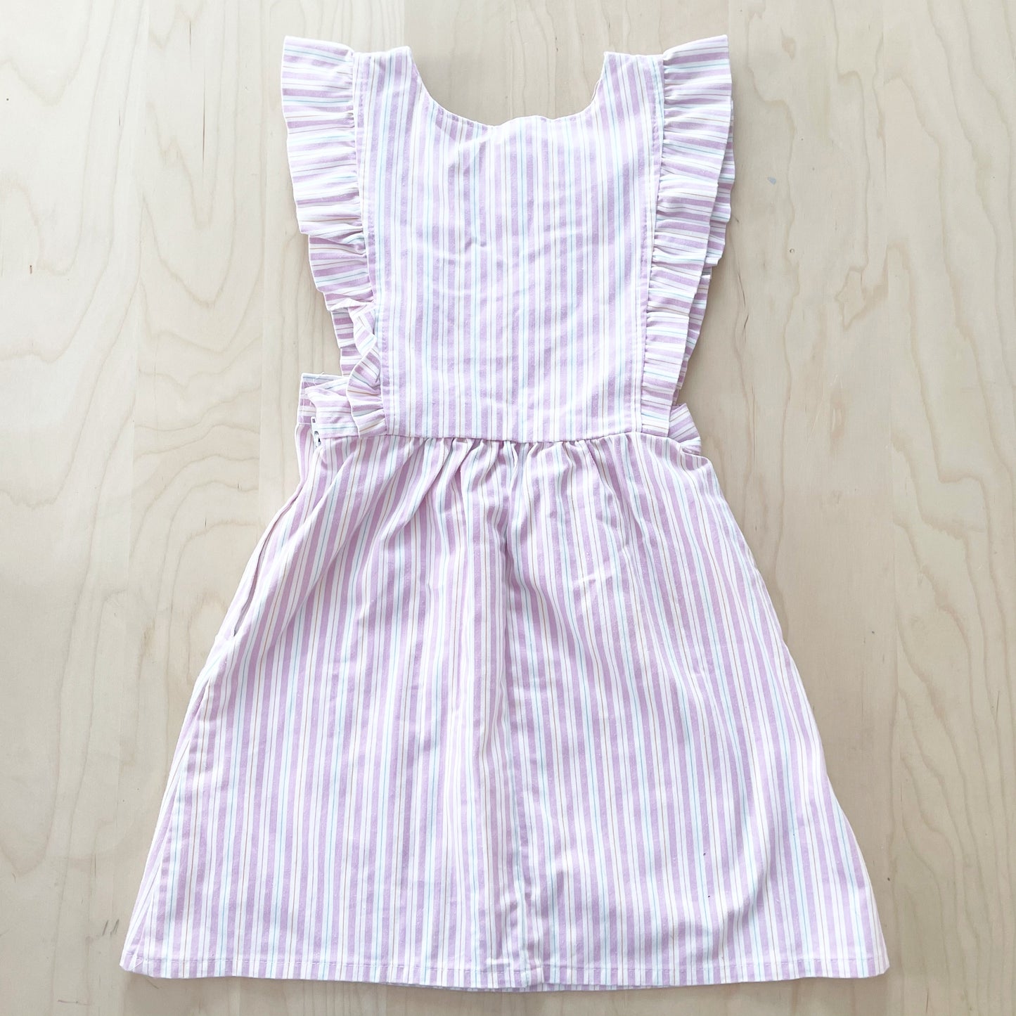Vintage OshKosh Lilac Striped Pinafore Dress - Yellow Clover Vintage Kids Clothes