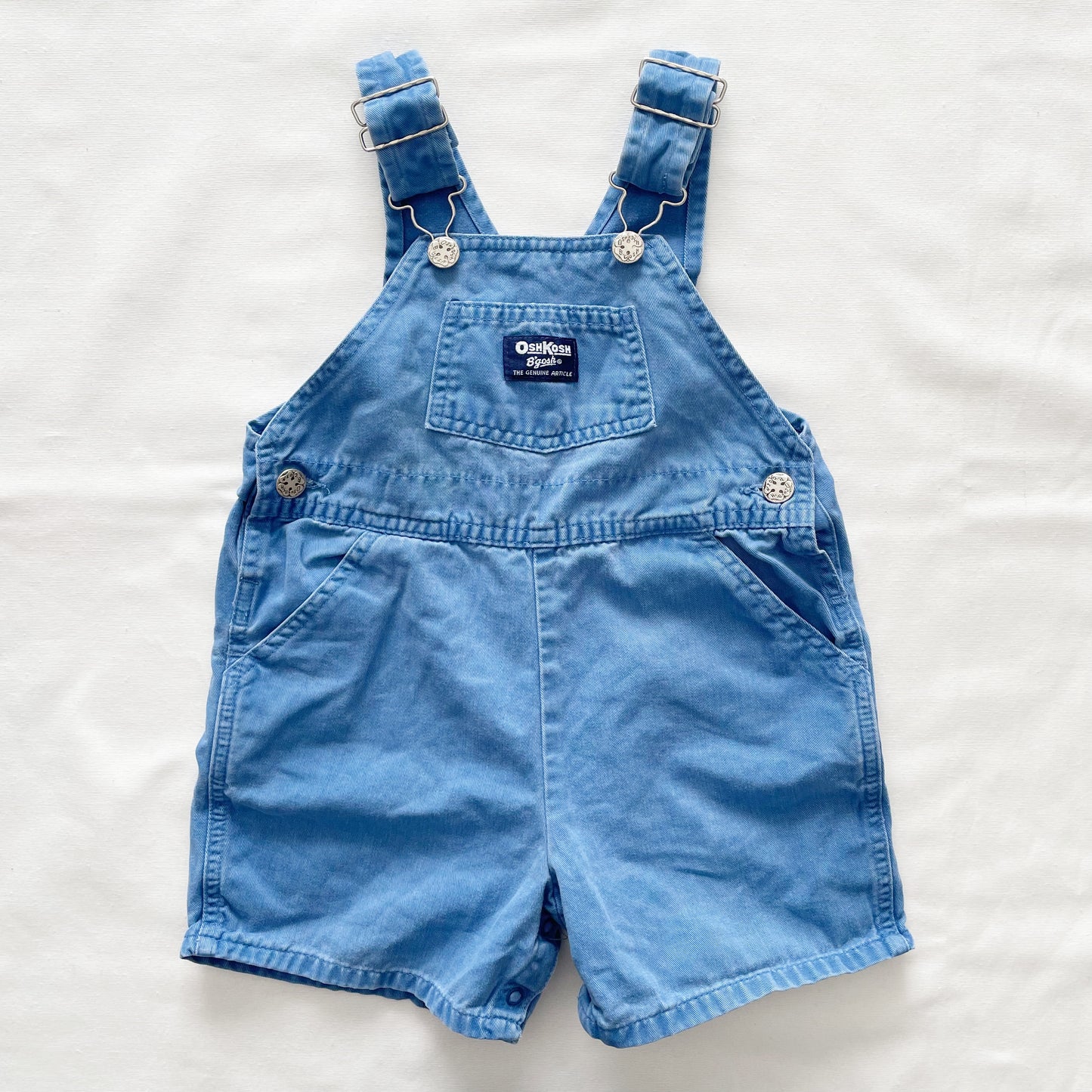 OshKosh Dusty Blue Shortalls - Yellow Clover Vintage Kids Clothes