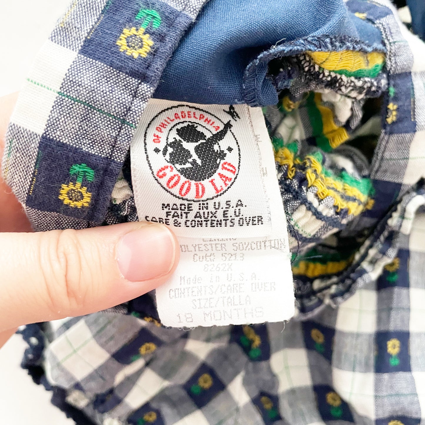 Good Lad Sunflower Checkered Bubble Romper • 18m