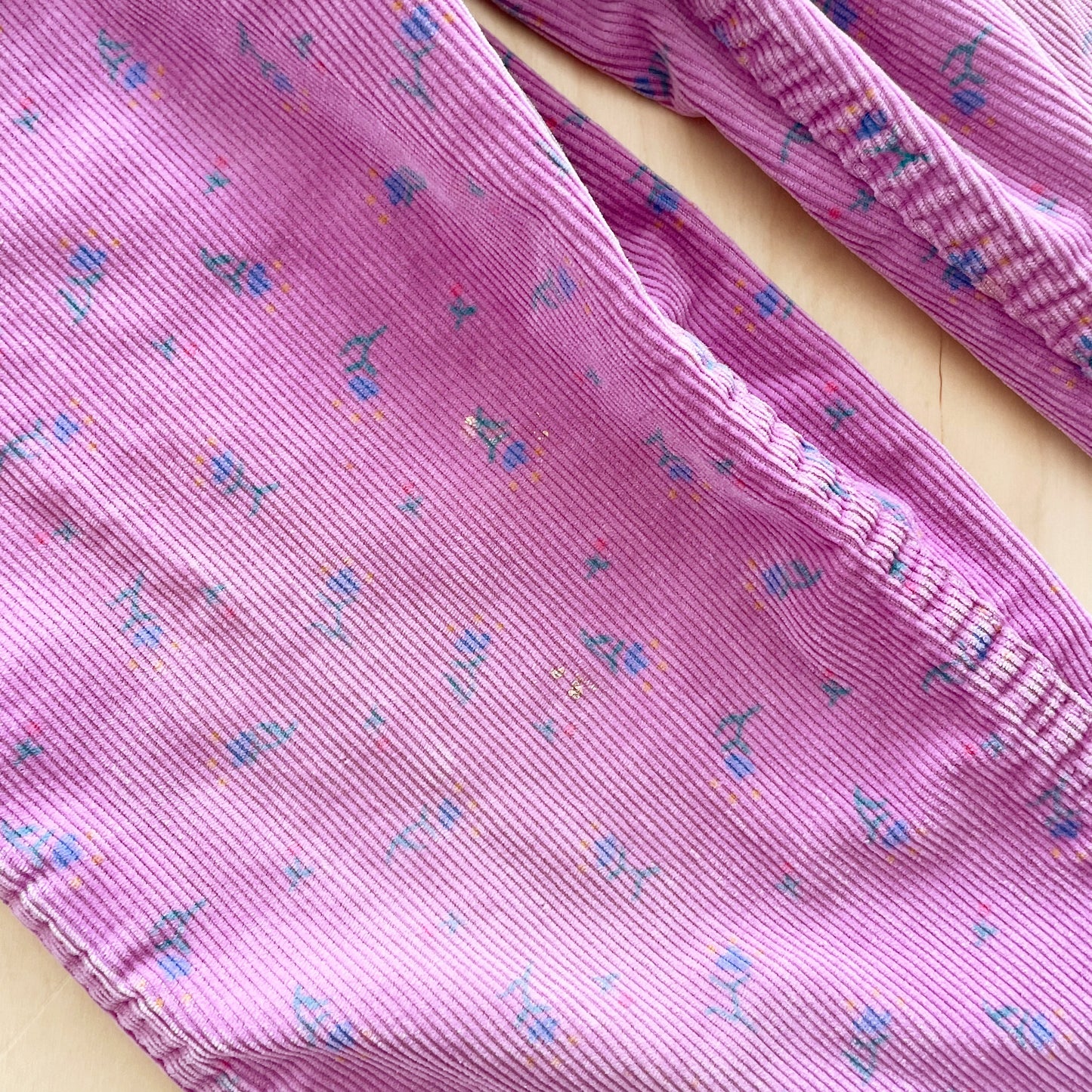 OshKosh Purple Floral Cord Overalls - Yellow Clover Vintage Kids Clothes