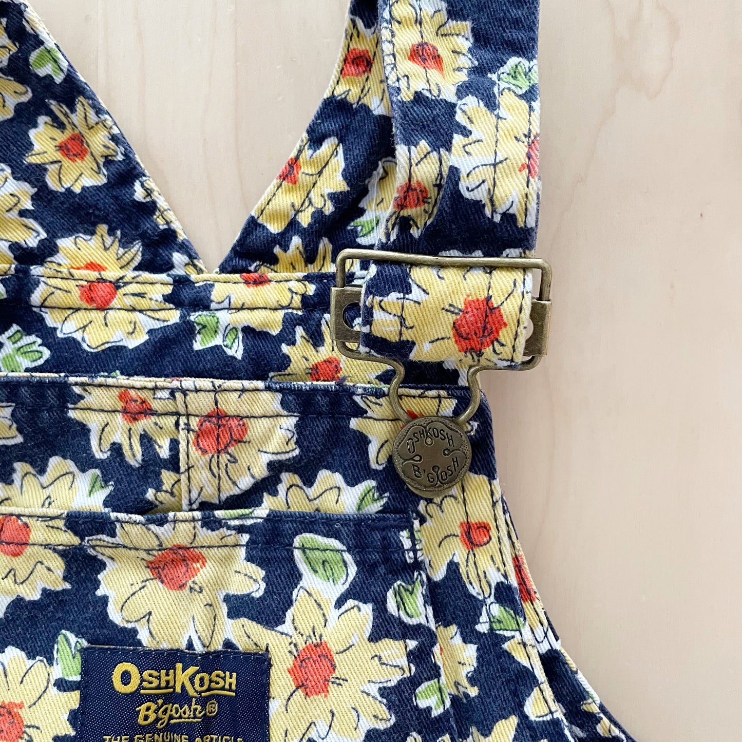 OshKosh Sunflower Baggy Shortalls - Yellow Clover Vintage Kids Clothes