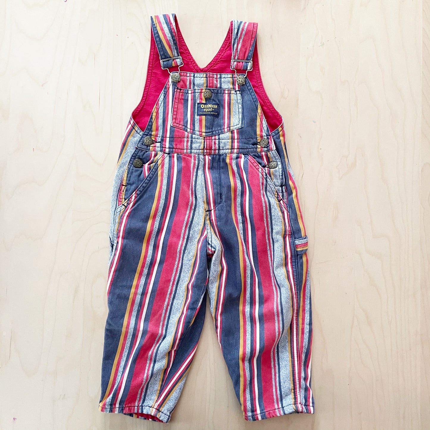 OshKosh Striped Lined Overalls - Yellow Clover Vintage Kids Clothes