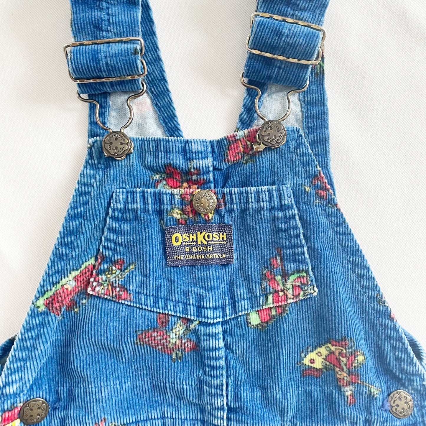 OshKosh Cord Knights Print Overalls - Yellow Clover Vintage Kids Clothes