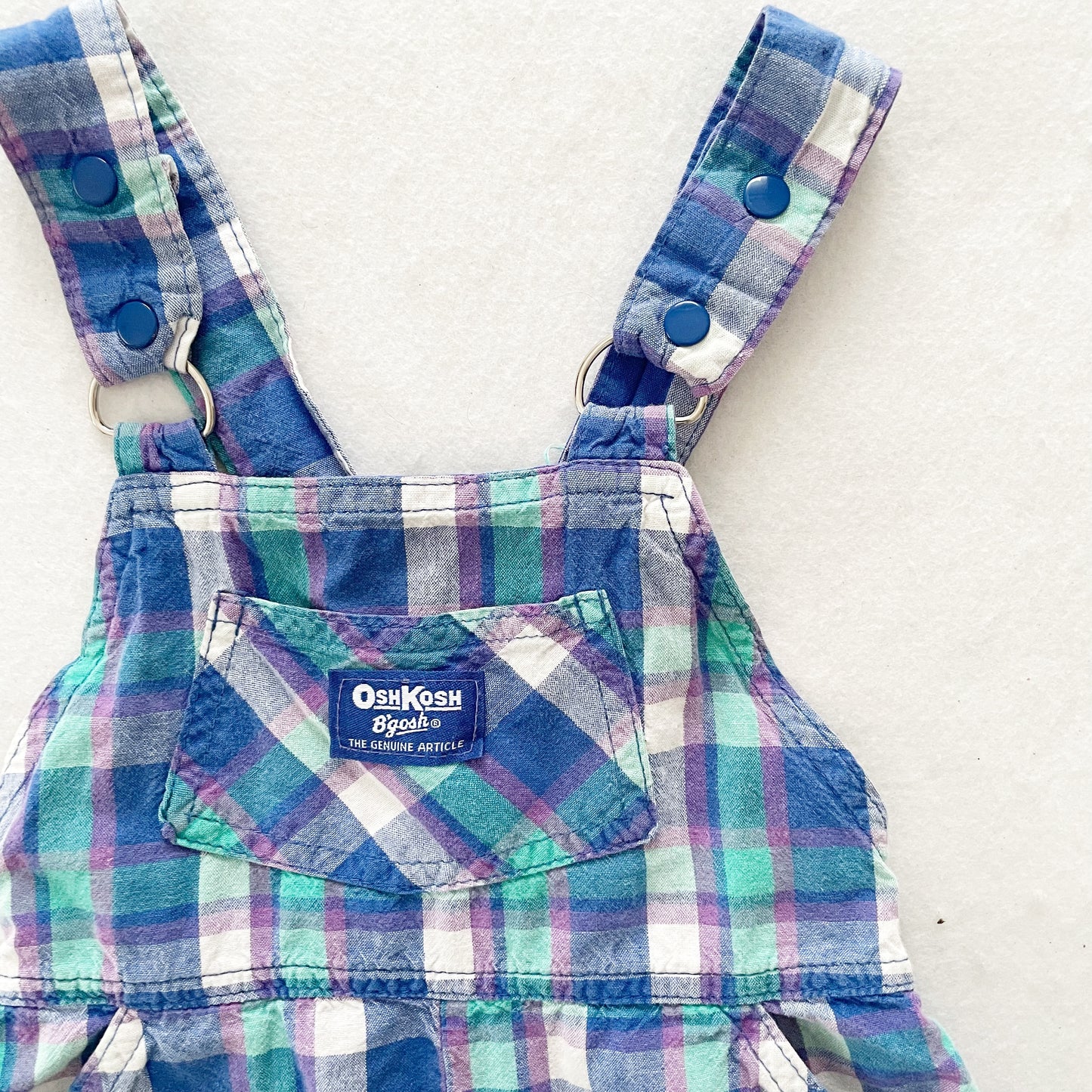 OshKosh Plaid Shortalls - Yellow Clover Vintage Kids Clothes