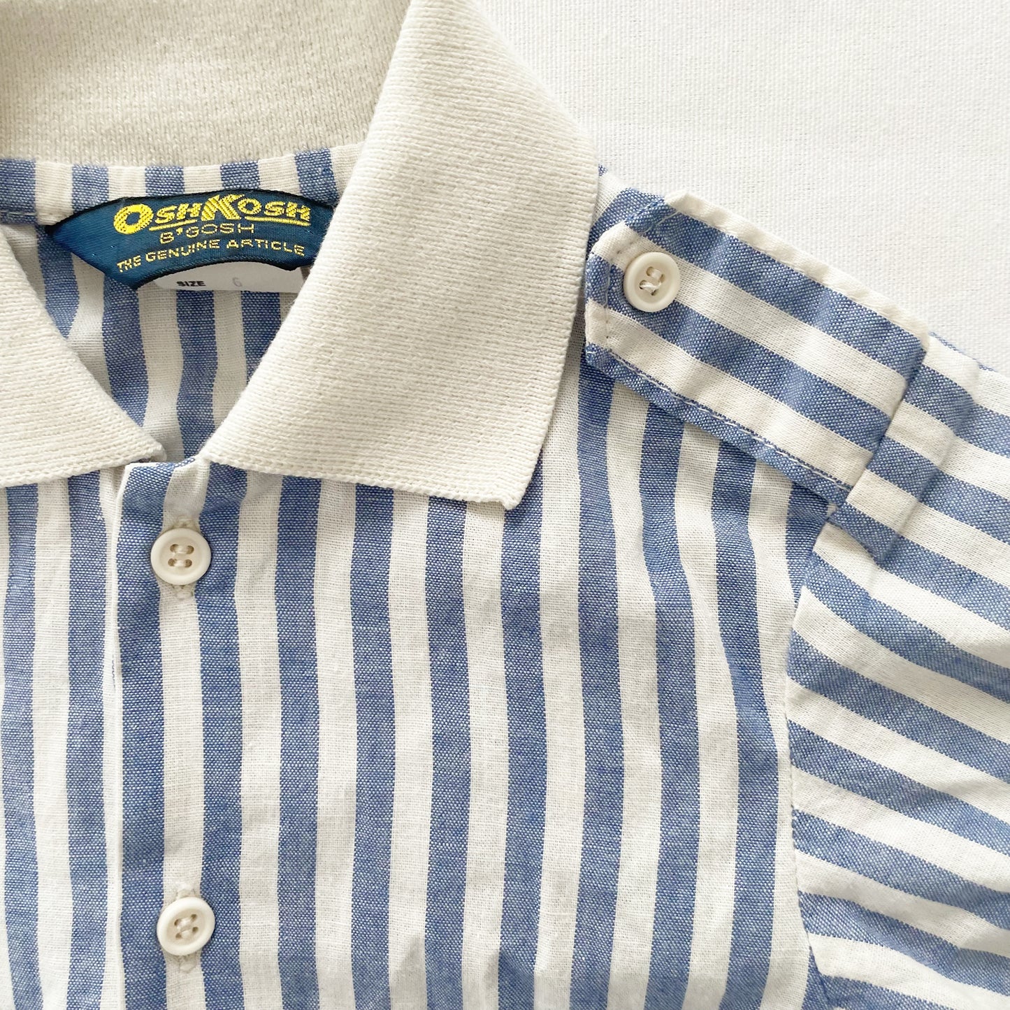 OshKosh Blue Stripe Button Up Shirt - Yellow Clover Vintage Kids Clothes
