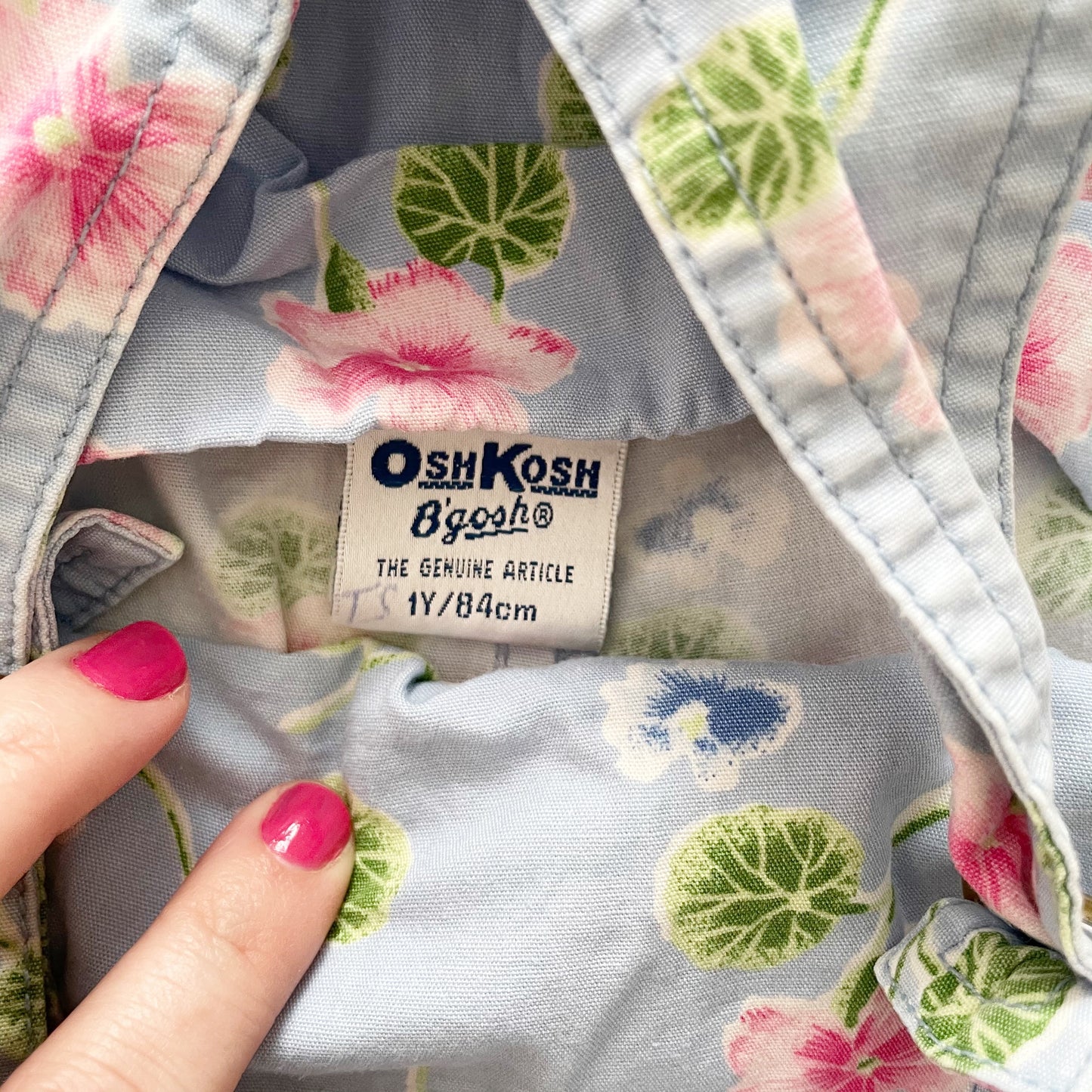 OshKosh Floral Baggy Cut Shortalls - Yellow Clover Vintage Kids Clothes