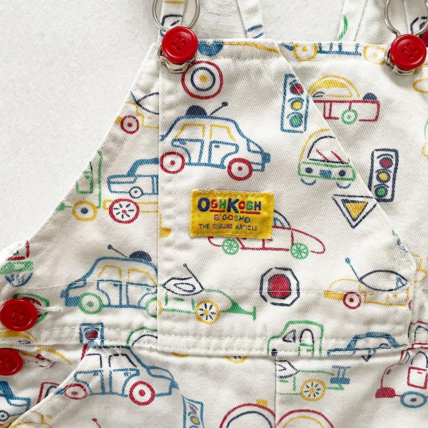 OshKosh Vehicle Outline Shortalls - Yellow Clover Vintage Kids Clothes