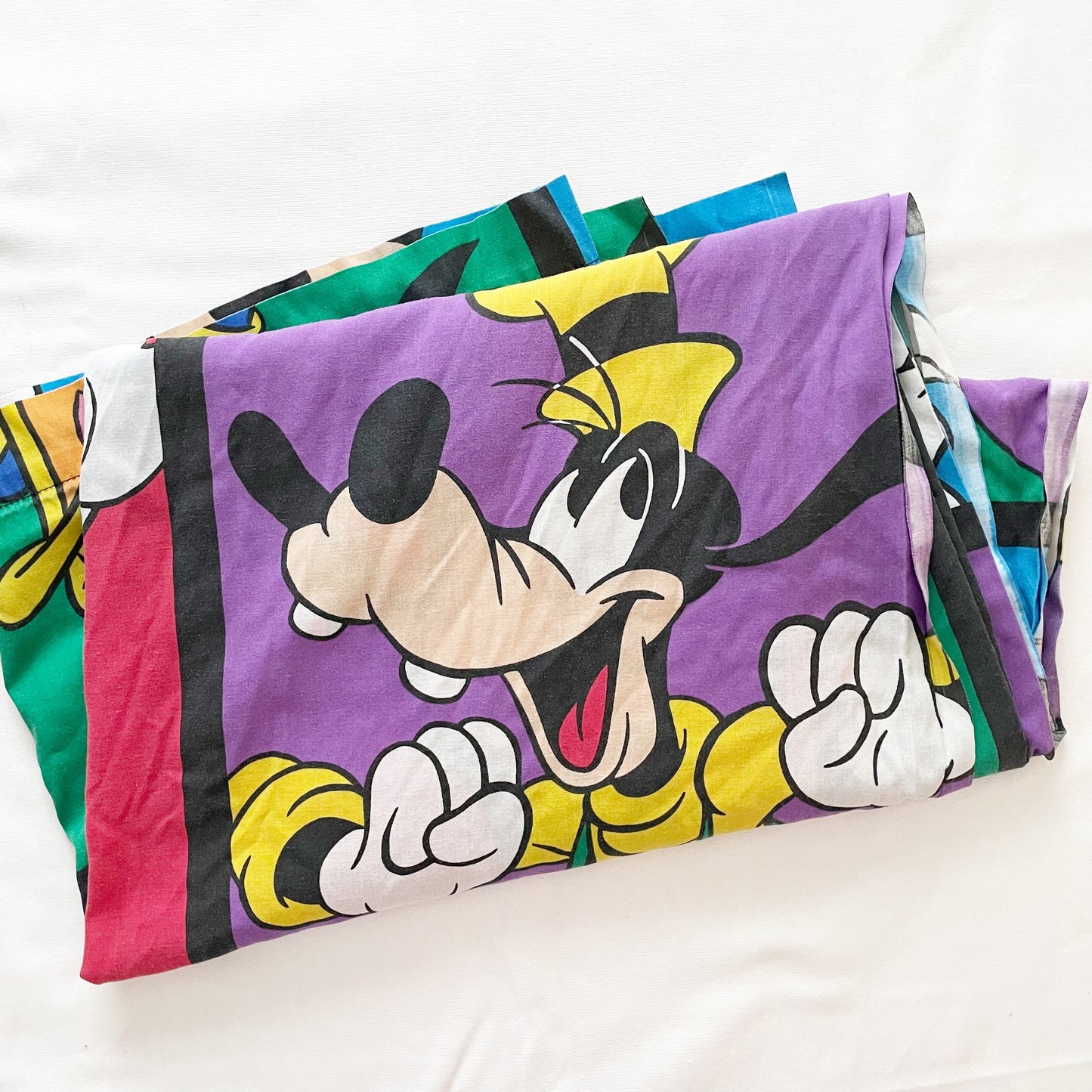 Disney Characters Bold Twin Flat Sheet - Yellow Clover Vintage Kids Clothes