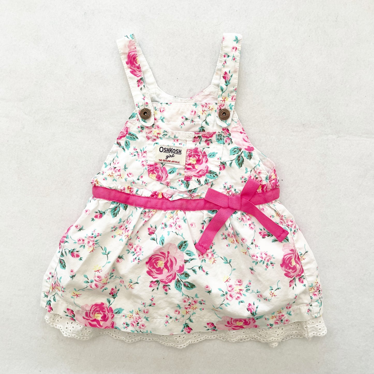 OshKosh Rose Floral Skirtall - Yellow Clover Vintage Kids Clothes