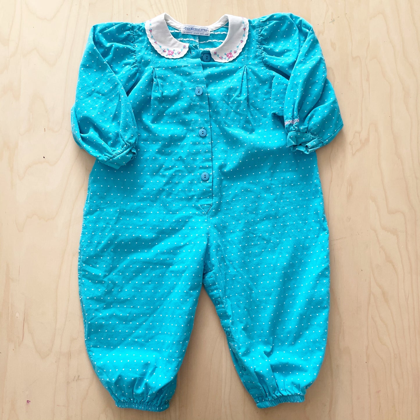 OshKosh Turquoise Dot Collared Romper