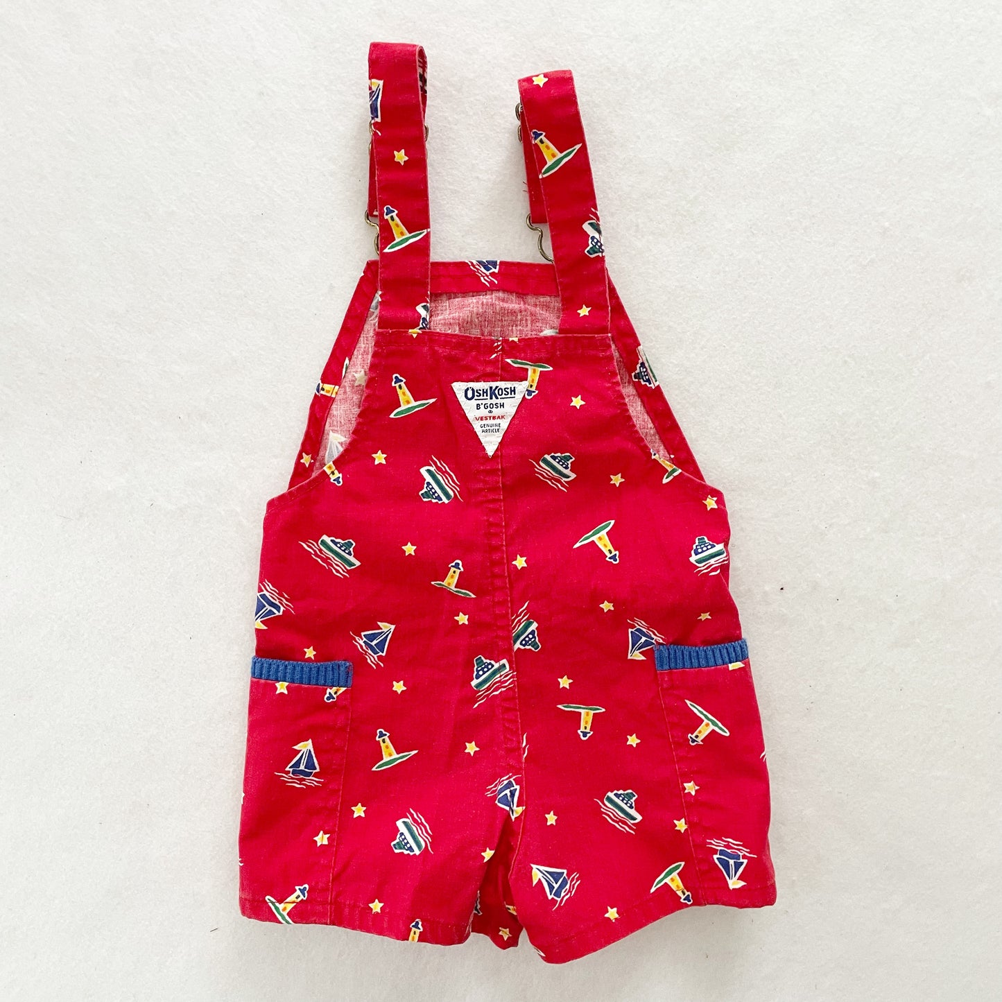 OshKosh Sailboat Shortalls - Yellow Clover Vintage Kids Clothes
