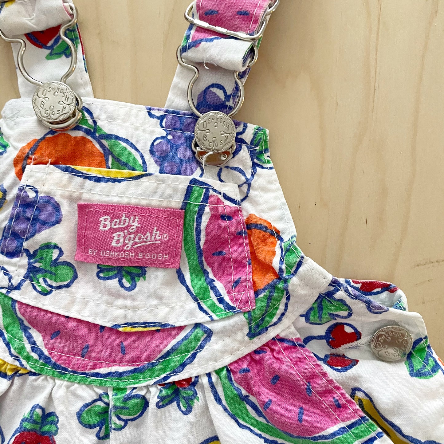 Baby B’gosh Fruit Print Shortalls - Yellow Clover Vintage Kids Clothes