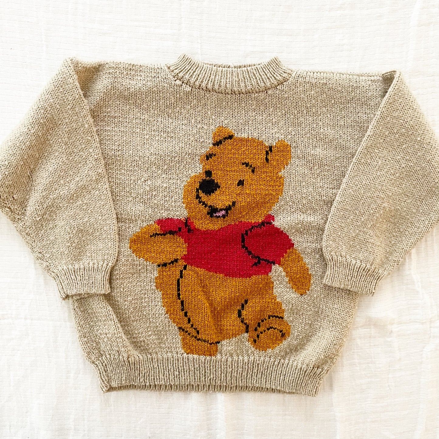 Handknit Pooh Sweater - Yellow Clover Vintage Kids Clothes