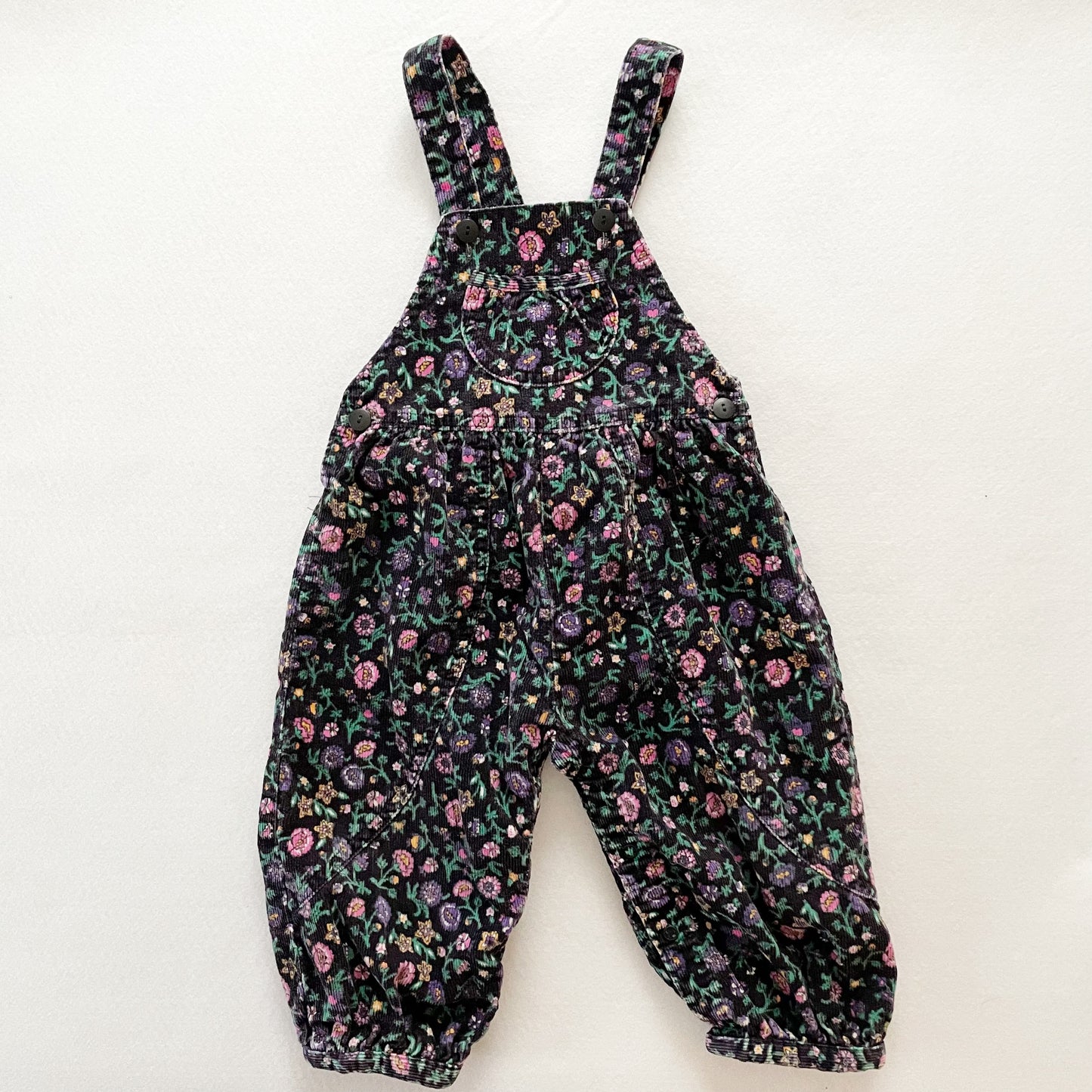 OshKosh Black Paisley Floral Cord Bubble Overalls