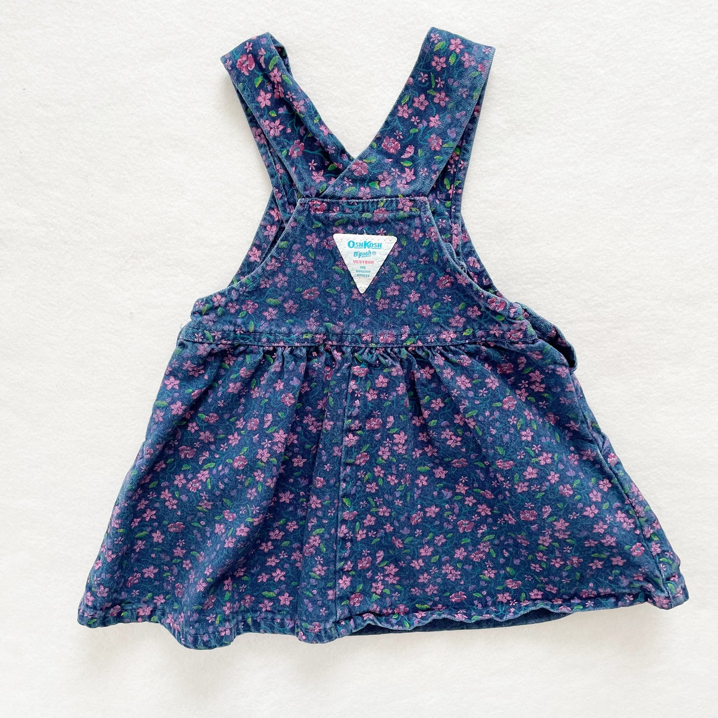 OshKosh Floral Printed Denim Skirtall - Yellow Clover Vintage Kids Clothes