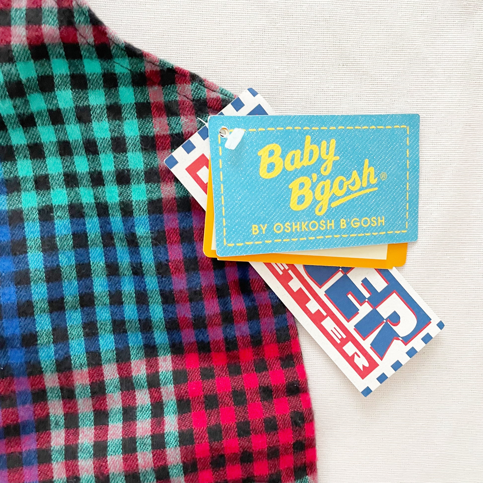 Baby B’gosh Flannel Gingham Check Overalls - Yellow Clover Vintage Kids Clothes