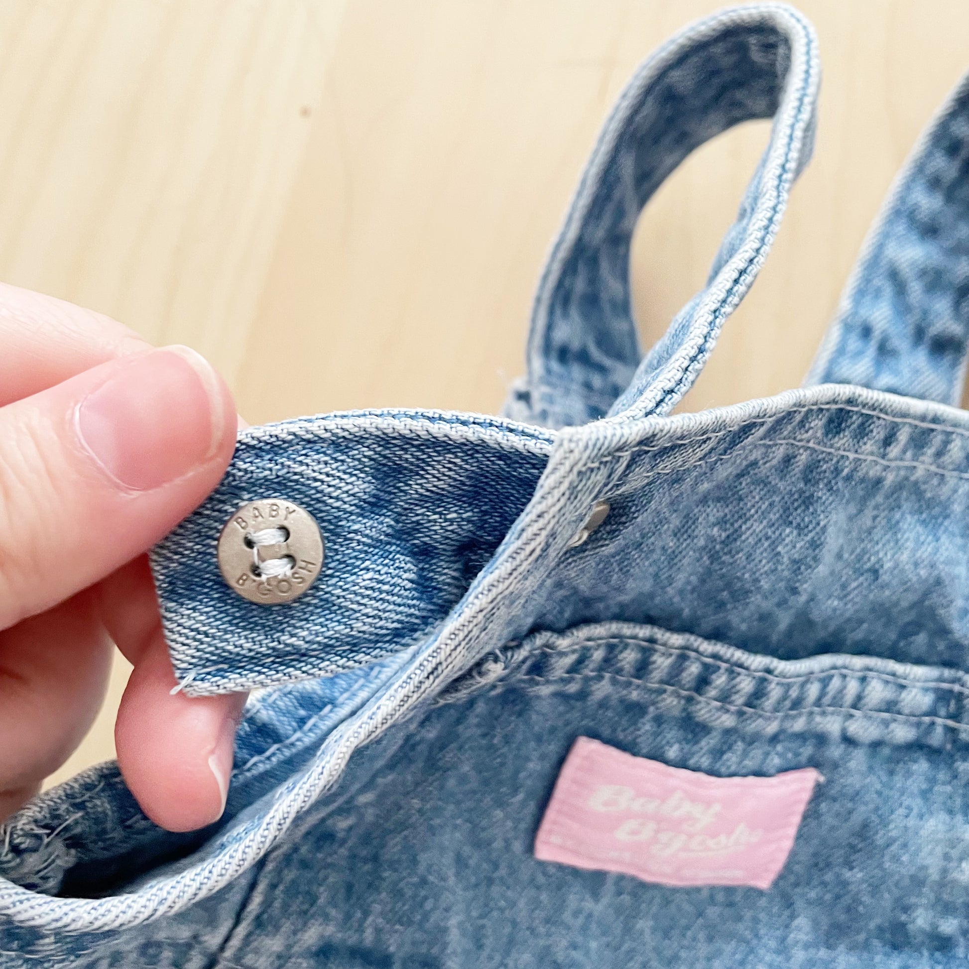 Baby B’gosh Light Wash Bubble Overalls - Yellow Clover Vintage Kids Clothes