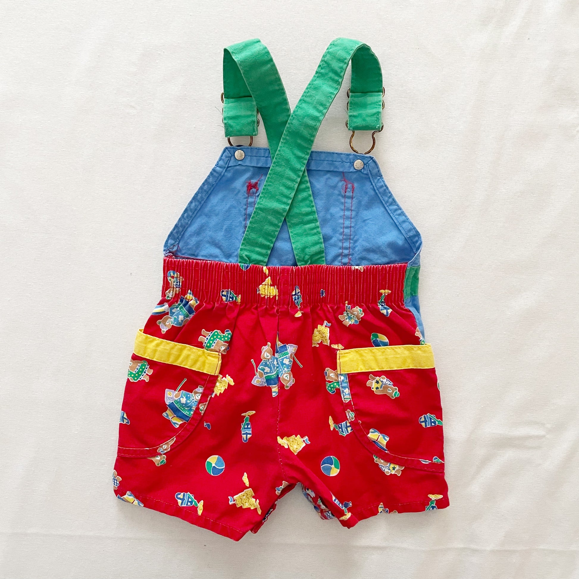 OshKosh Beach Bear Shortall Overalls - Yellow Clover Vintage Kids Clothes