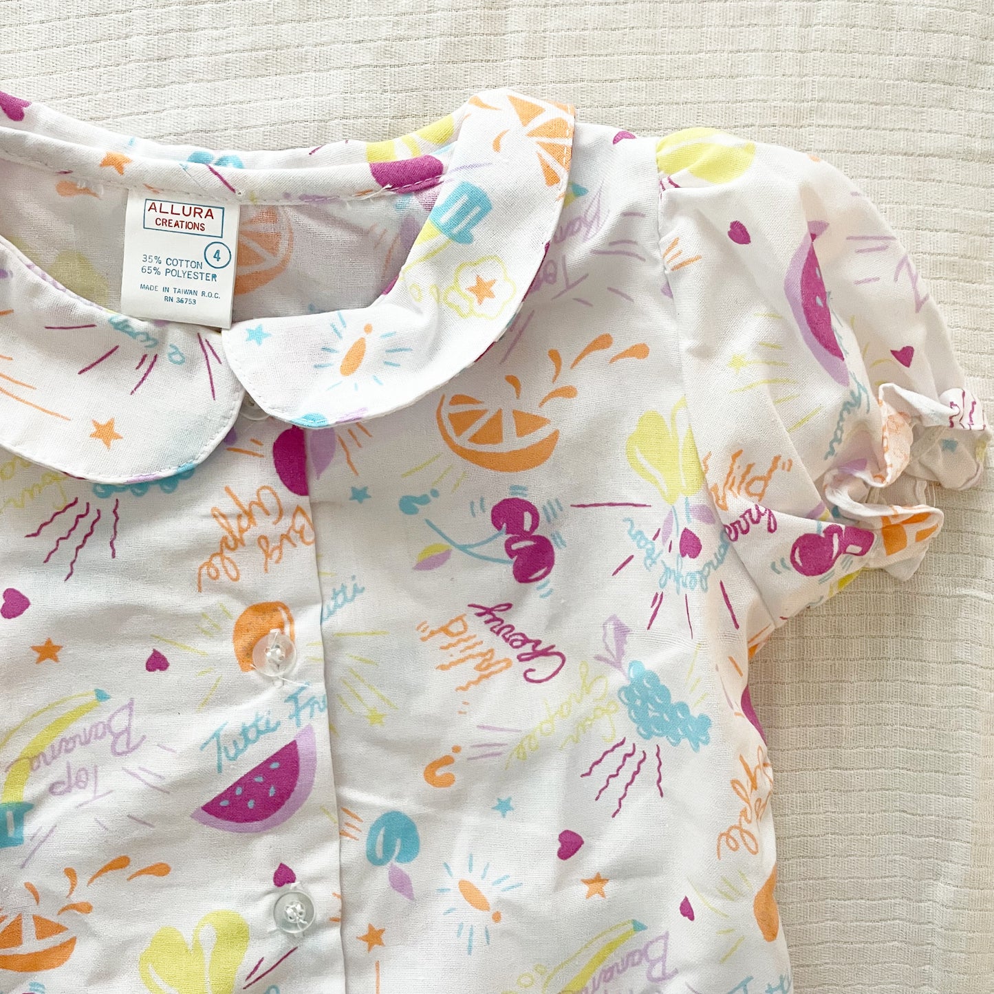 Vintage Fruit Print Set - Yellow Clover Vintage Kids Clothes
