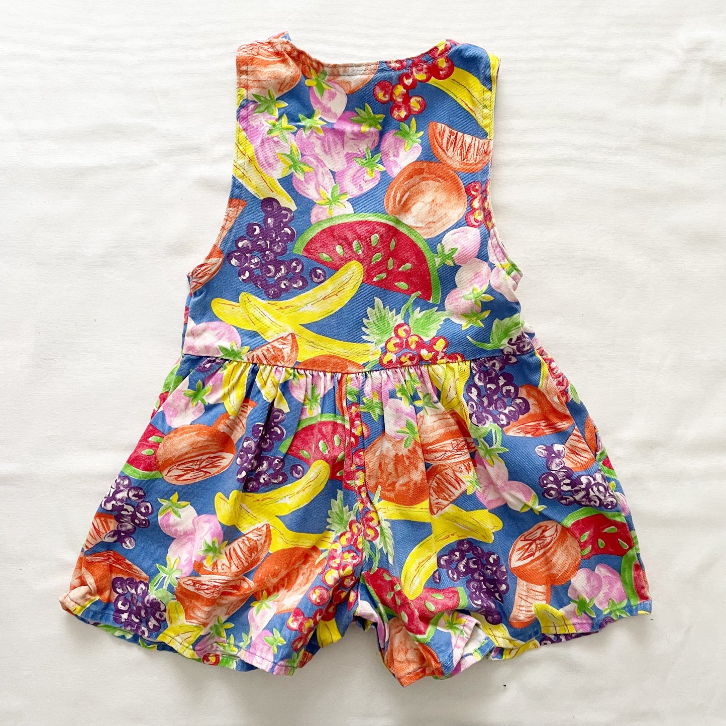 OshKosh Bright Fruit Print Romper - Yellow Clover Vintage Kids Clothes