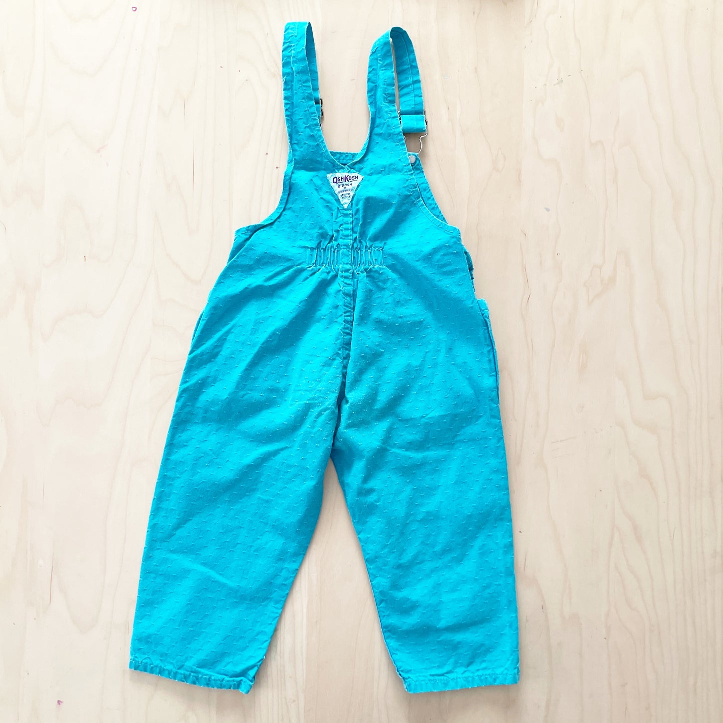 OshKosh Turquoise Patch Overalls - Yellow Clover Vintage Kids Clothes