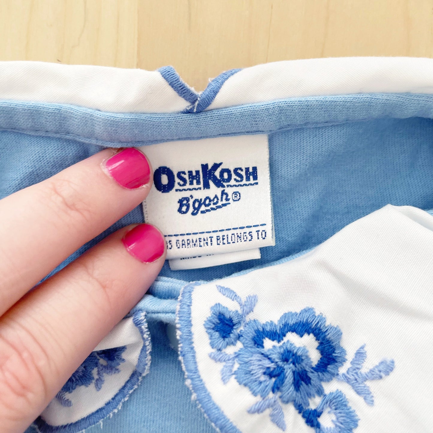 OshKosh Light Blue Embroidered Collar Layer Top - Yellow Clover Vintage Kids Clothes