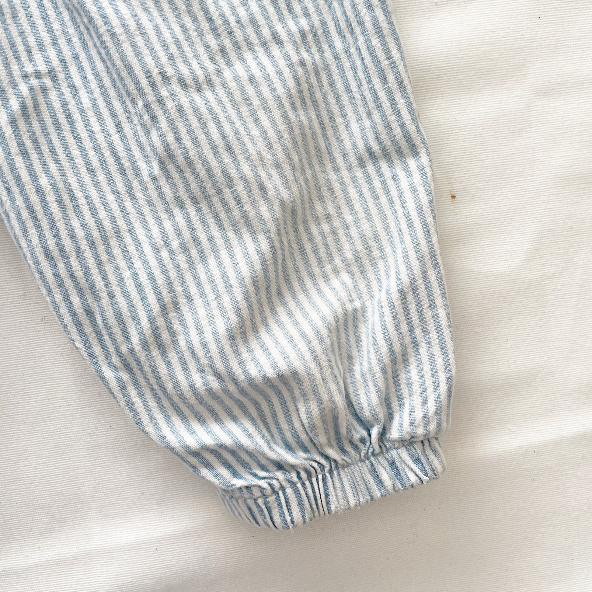 OshKosh Light Blue Striped Gingham Bubble Overalls - Yellow Clover Vintage Kids Clothes