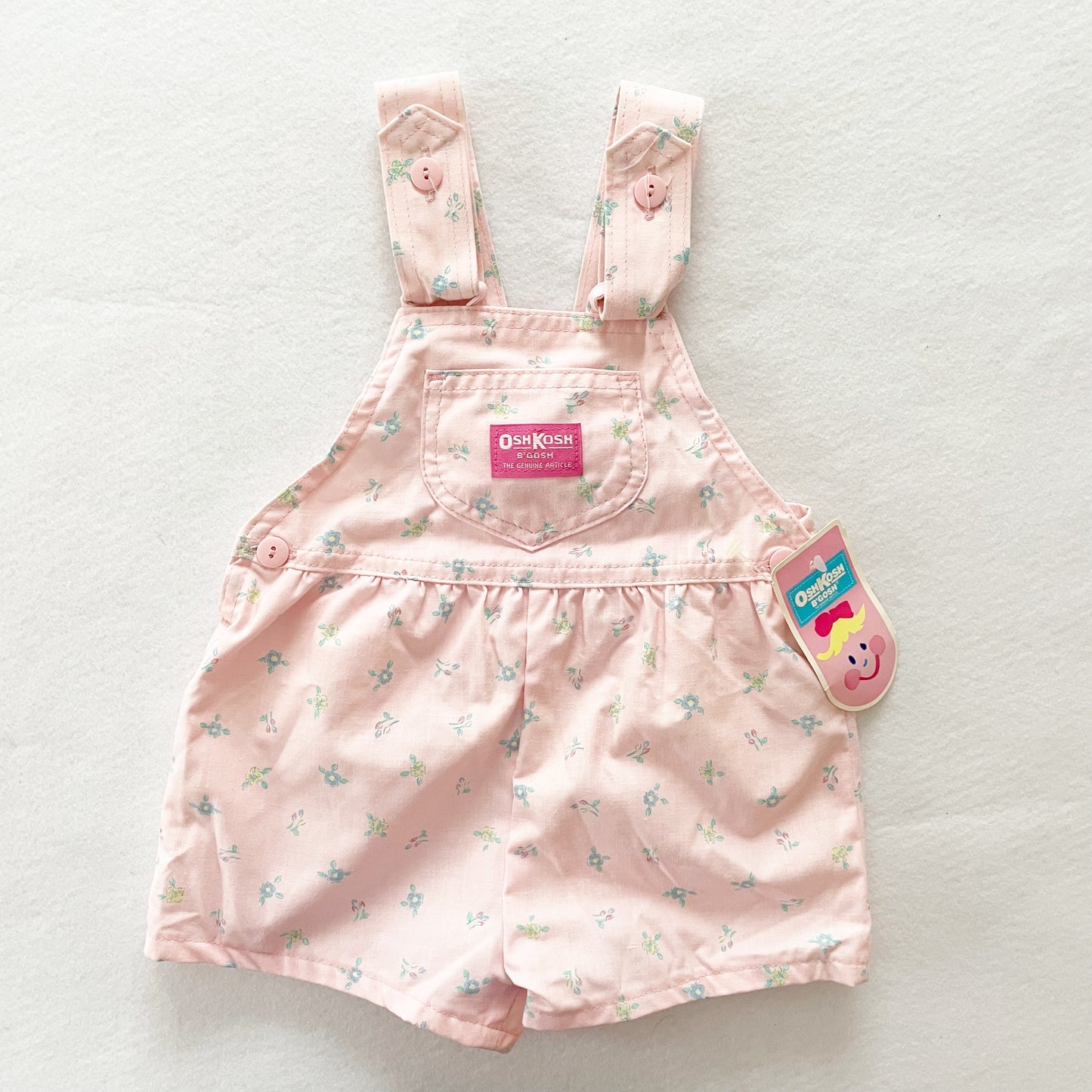 OshKosh Floral Bow Back Shortalls - Yellow Clover Vintage Kids Clothes