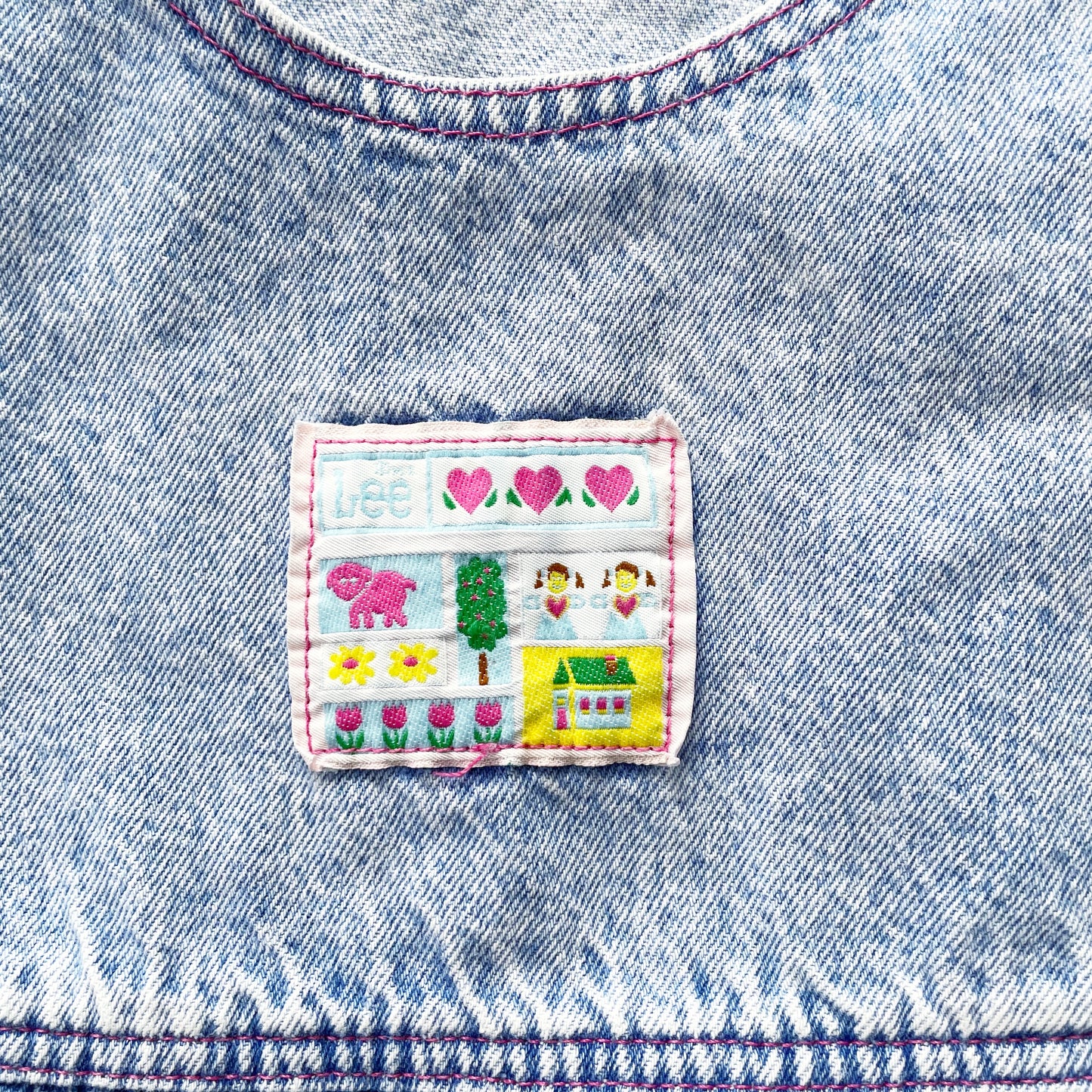 Lee Light Acid Wash Patch Jumper Dress - Yellow Clover Vintage Kids Clothes