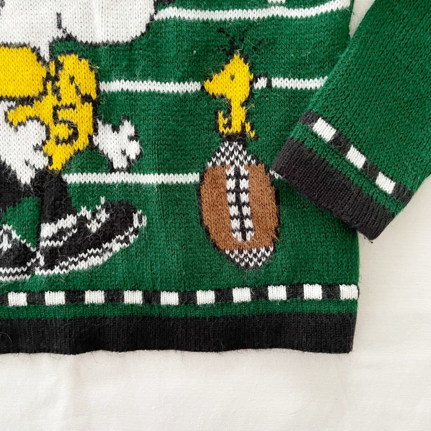 Snoopy and Friends Snoopy + Woodstock Football Sweater • 4T - Yellow Clover Vintage Kids Clothes