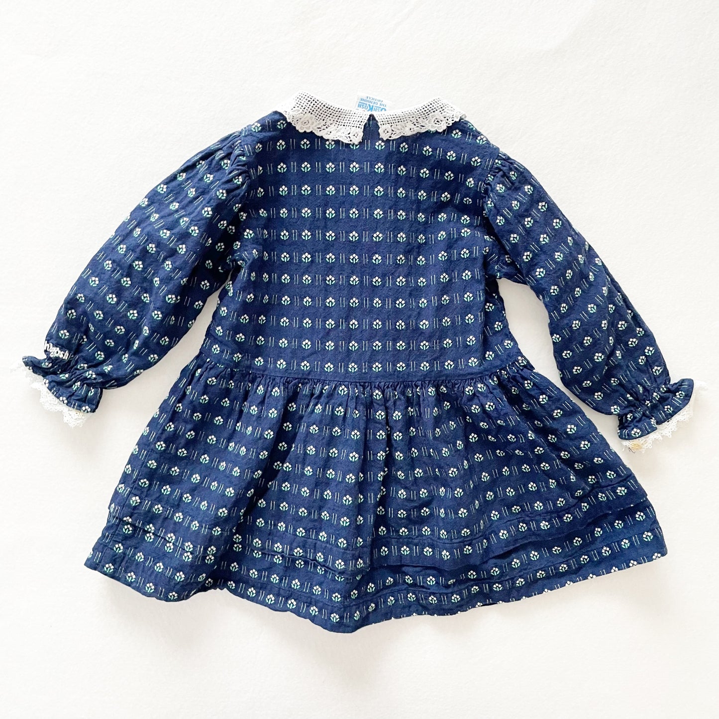 OshKosh Doily Collar Floral Woven Dress - Yellow Clover Vintage Kids Clothes