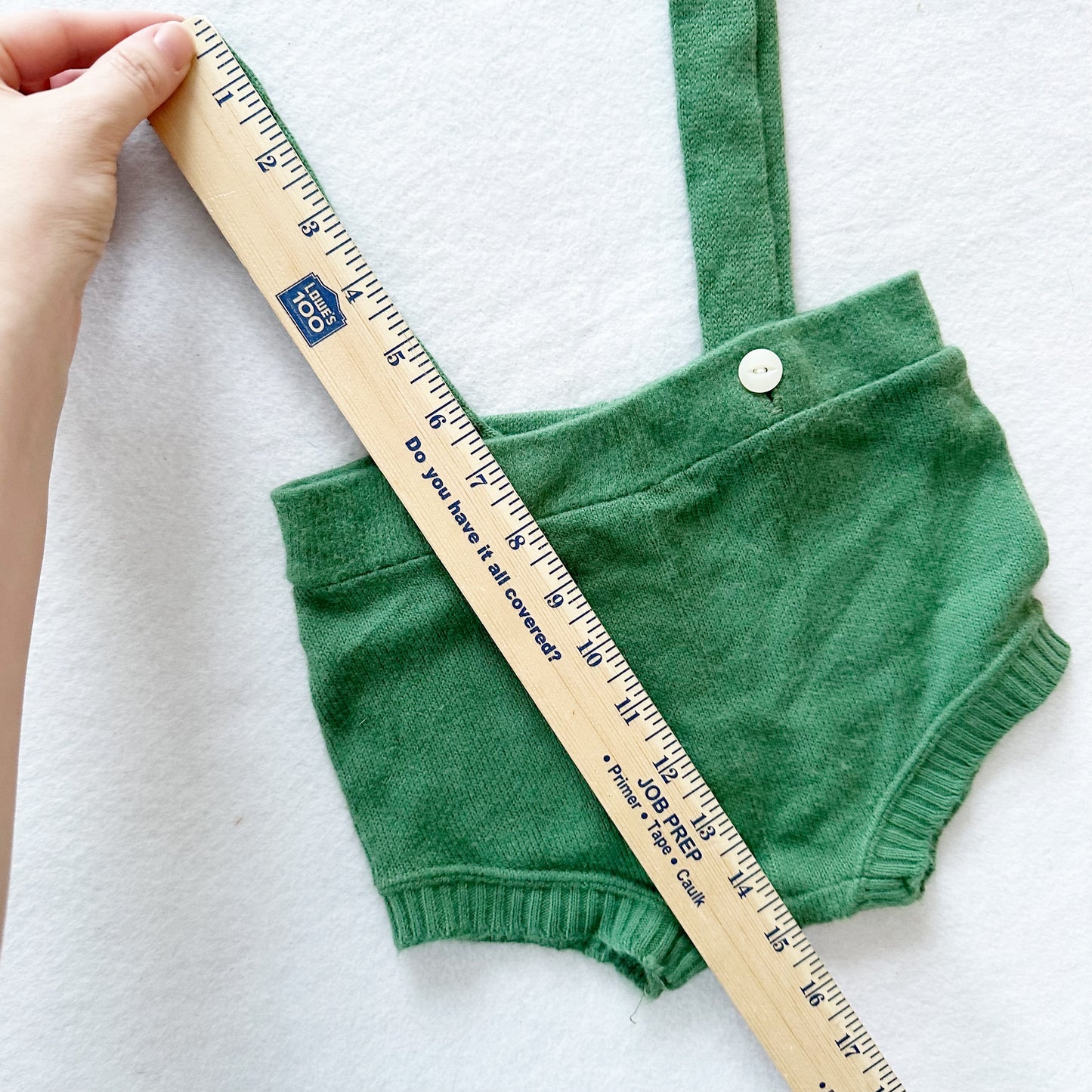 Sweater Knit Suspender Shorts - Yellow Clover Vintage Kids Clothes