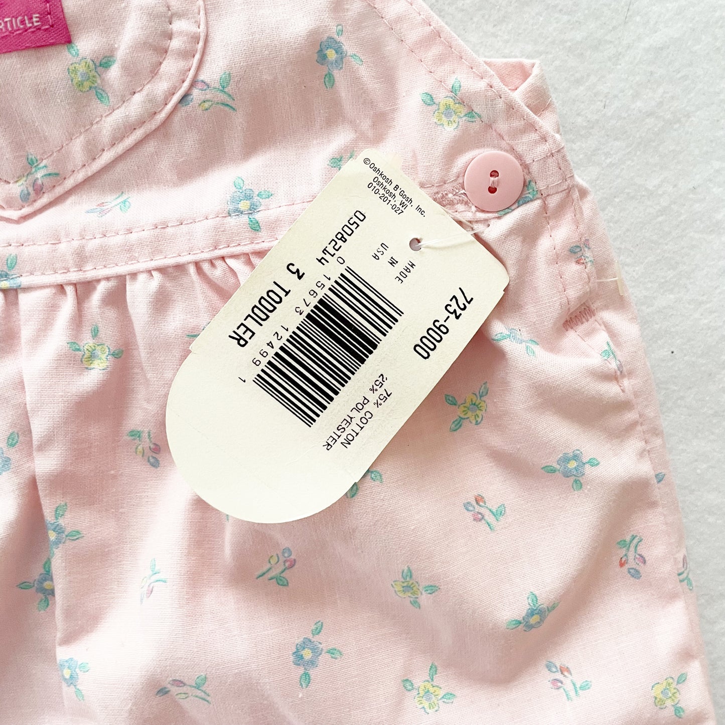 OshKosh Floral Bow Back Shortalls - Yellow Clover Vintage Kids Clothes
