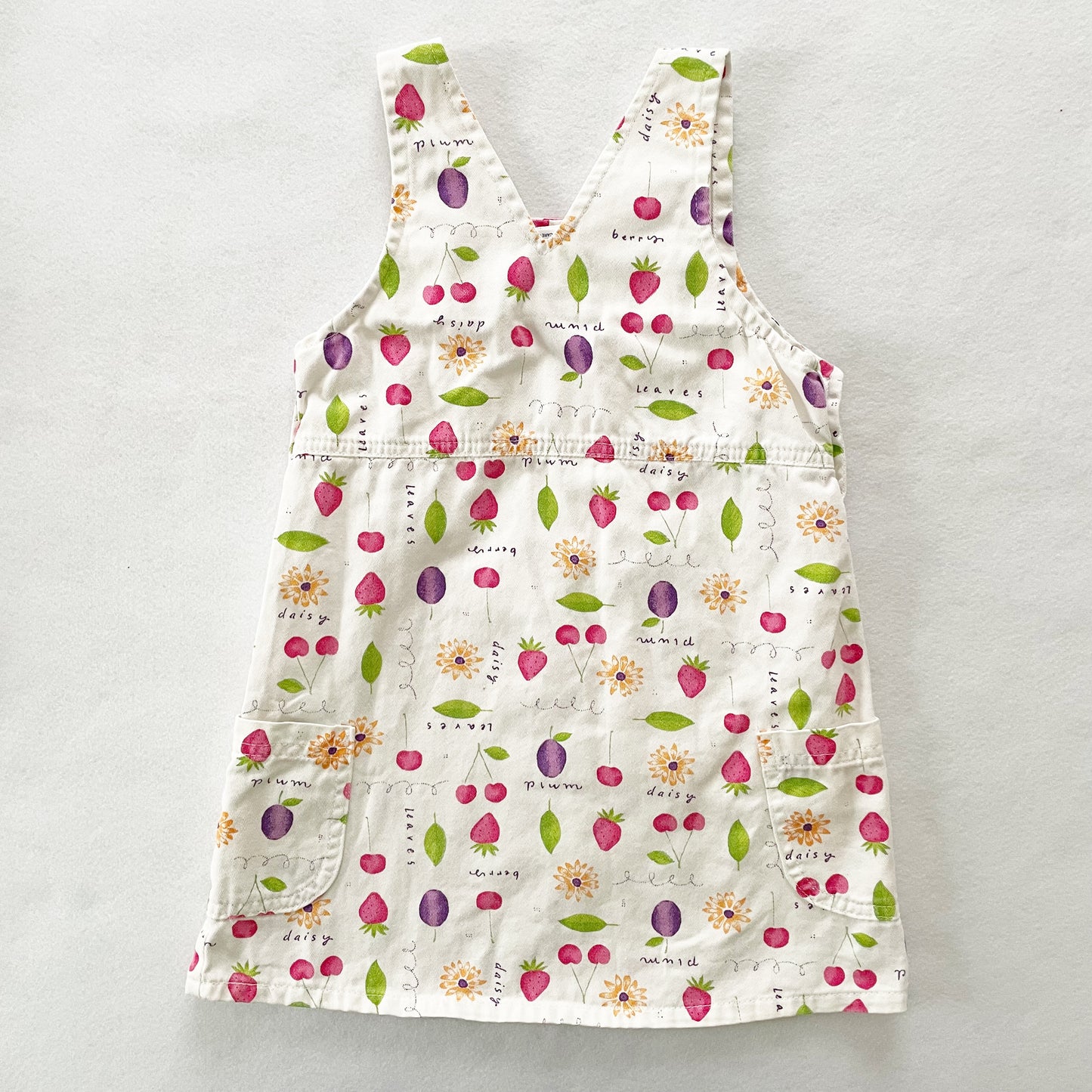 OshKosh Fruit Pinafore Dress - Yellow Clover Vintage Kids Clothes