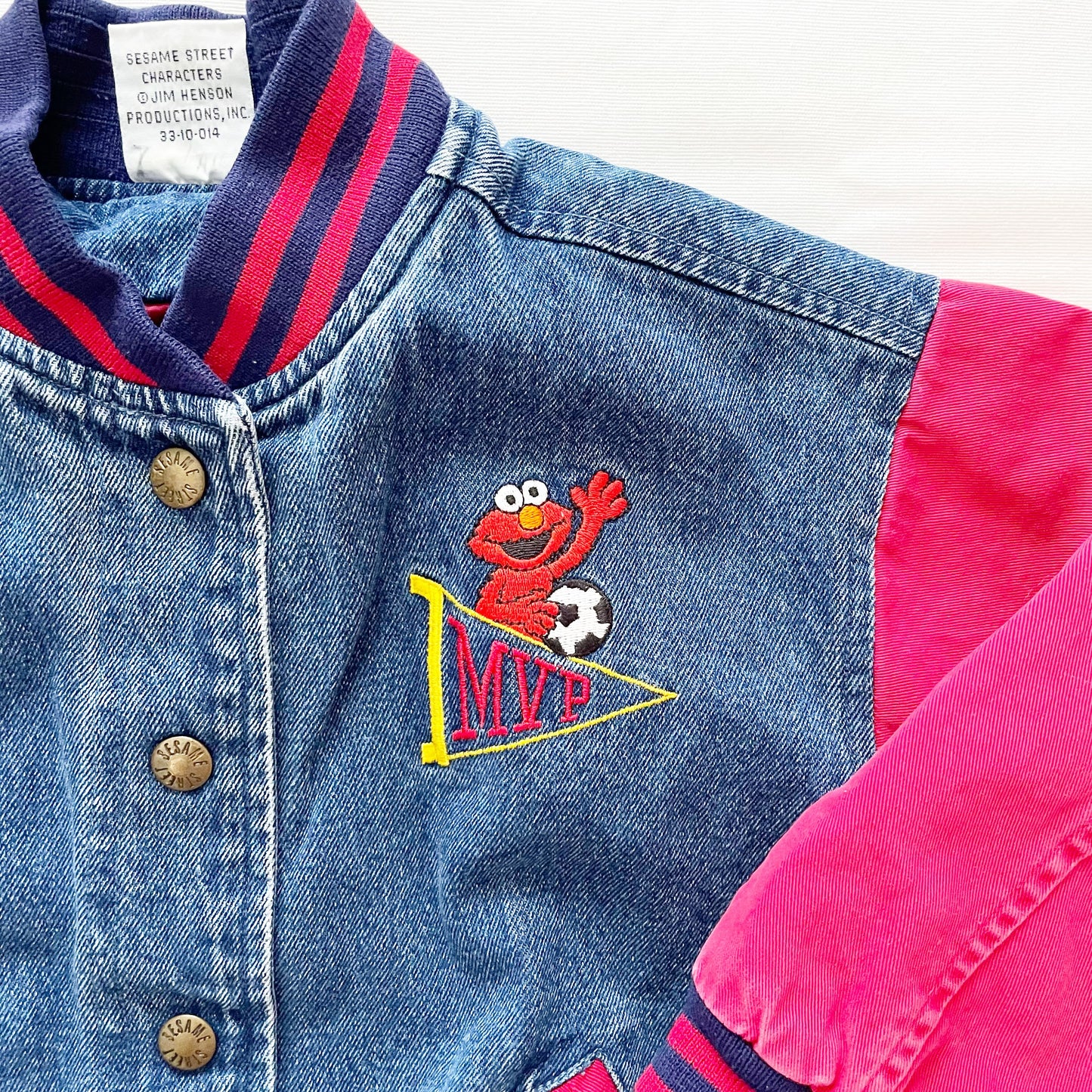 Sesame Street Elmo Varsity Jacket - Yellow Clover Vintage Kids Clothes
