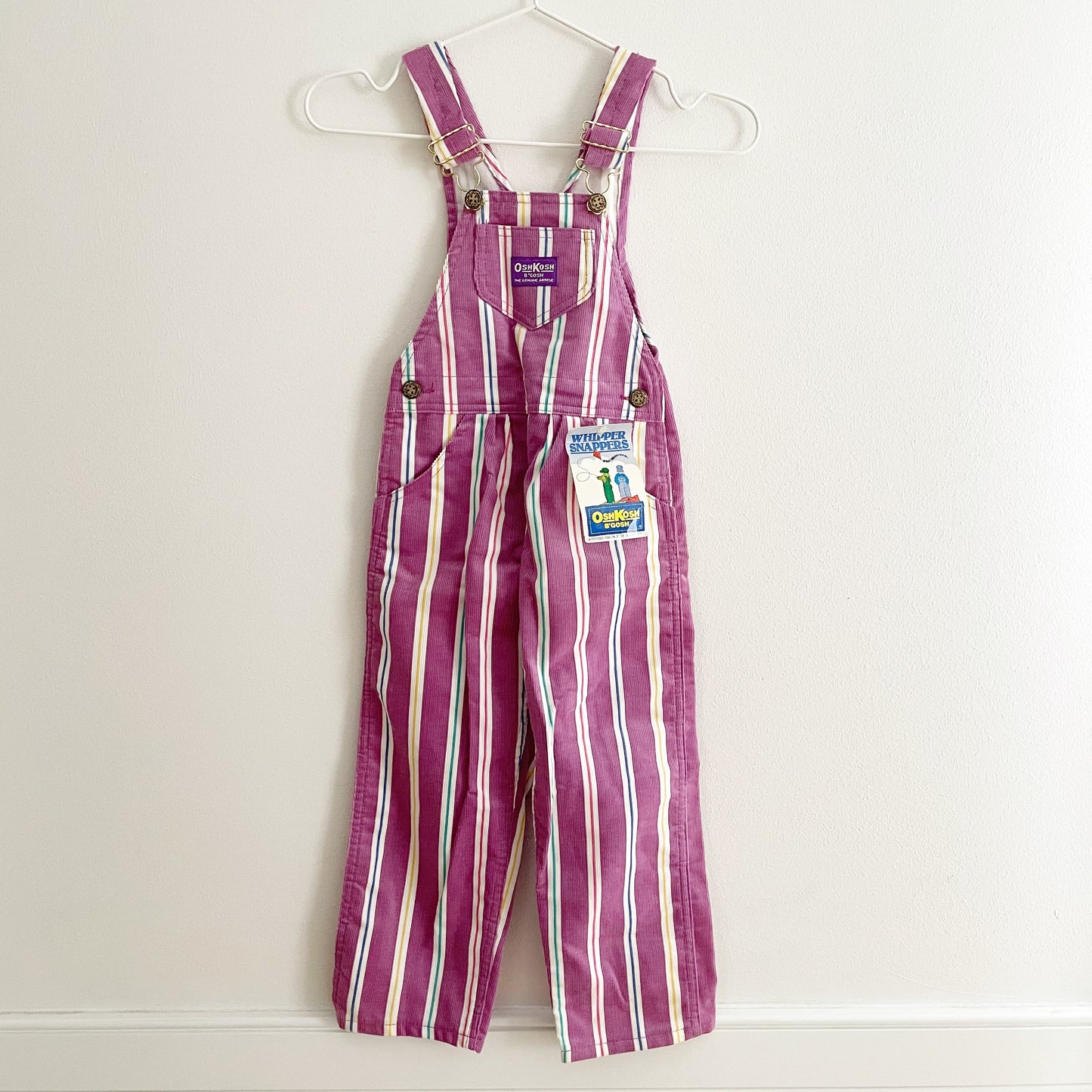 Vintage Deadstock OshKosh Purple Cord Striped Kids Overalls
